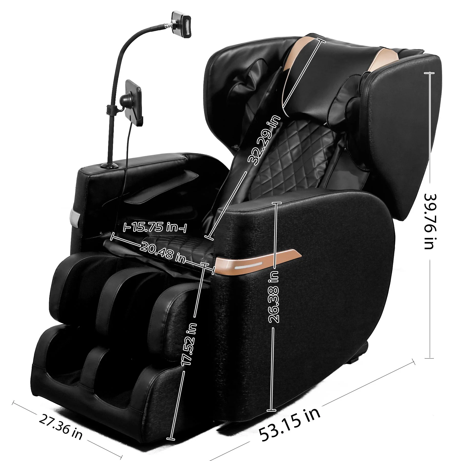 Massage Chair Recliner With Zero Gravity And Full Body Air Pressure - Black - Image 4