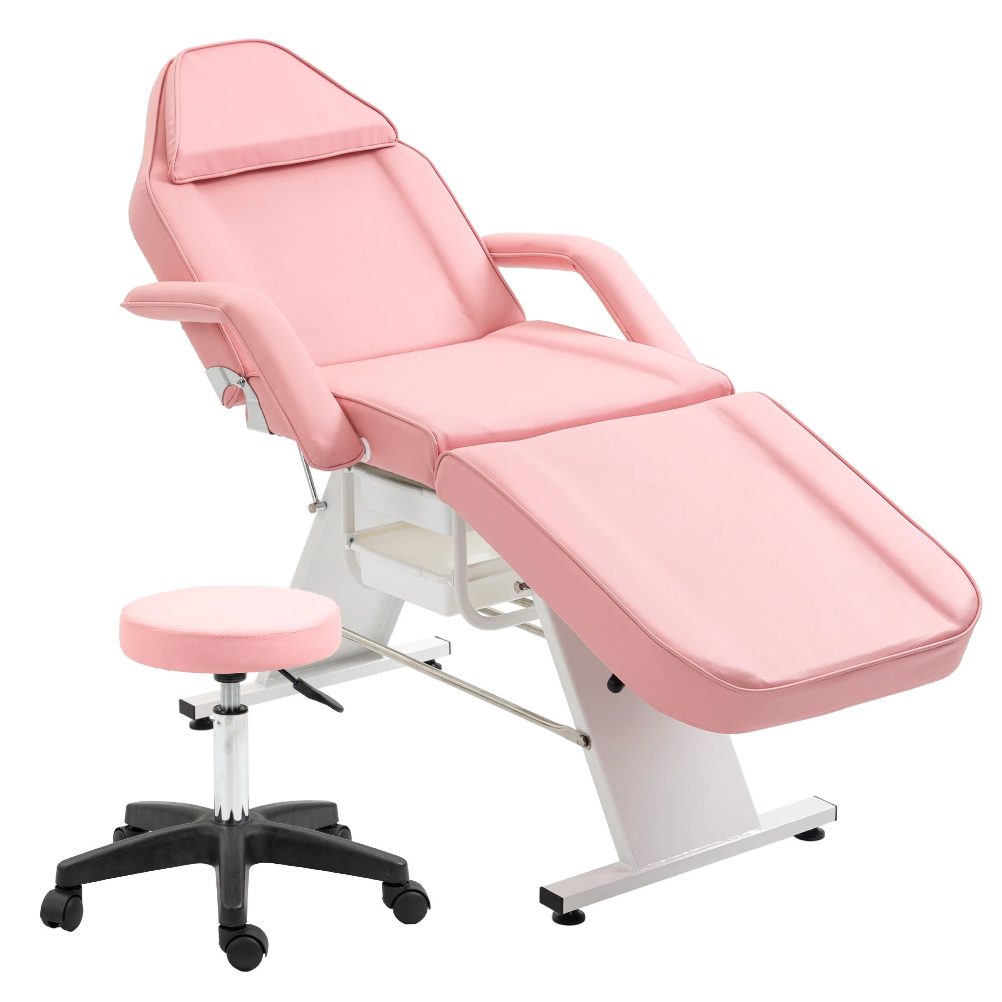 Massage Salon Tattoo Chair With Two Trays Esthetician Bed With Hydraulic Stool, Multi-Purpose 3-Section Facial Bed Table, Adjustable Beauty Barber Spa Beauty Equipment - Image 2