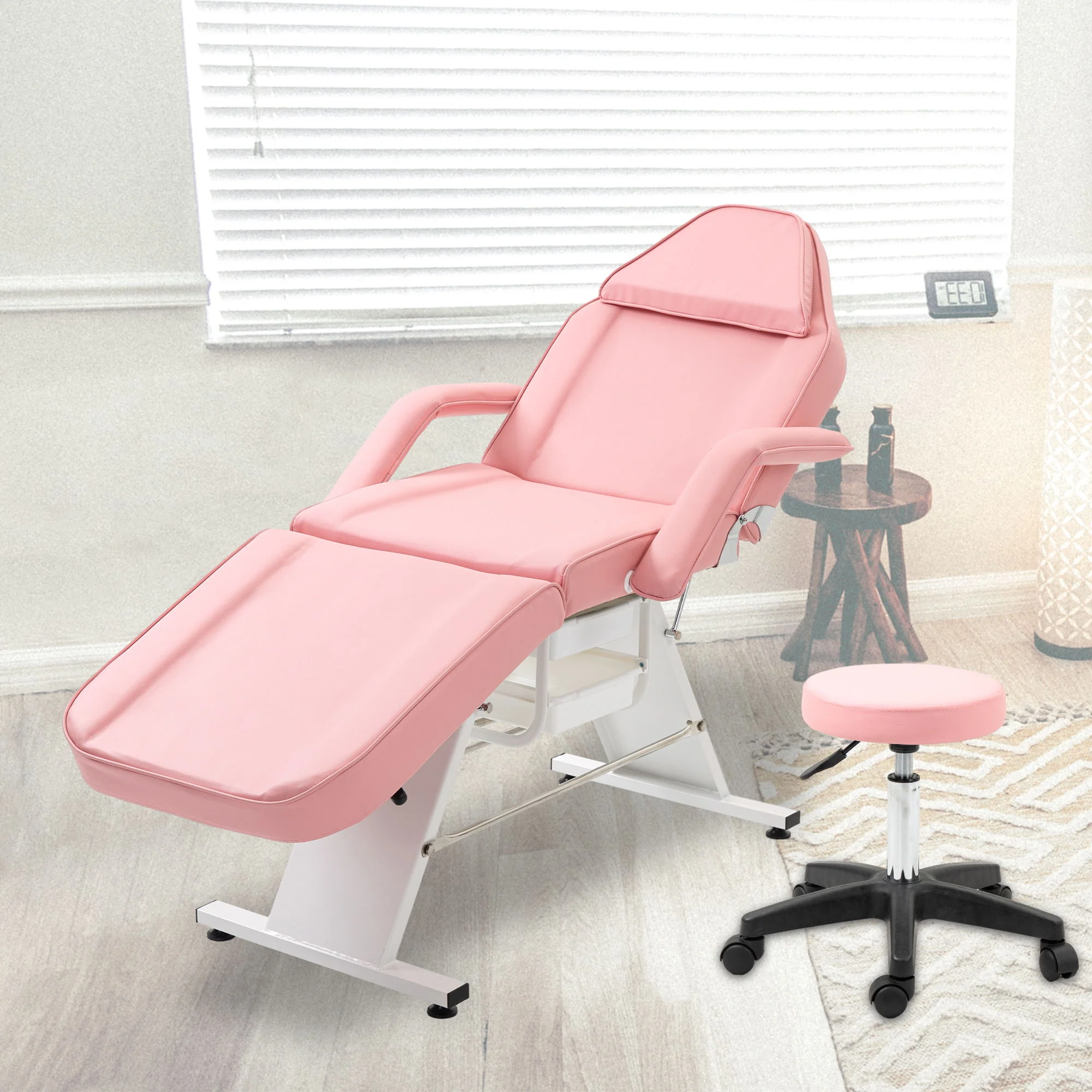 Massage Salon Tattoo Chair With Two Trays Esthetician Bed With Hydraulic Stool, Multi-Purpose 3-Section Facial Bed Table, Adjustable Beauty Barber Spa Beauty Equipment - Image 23
