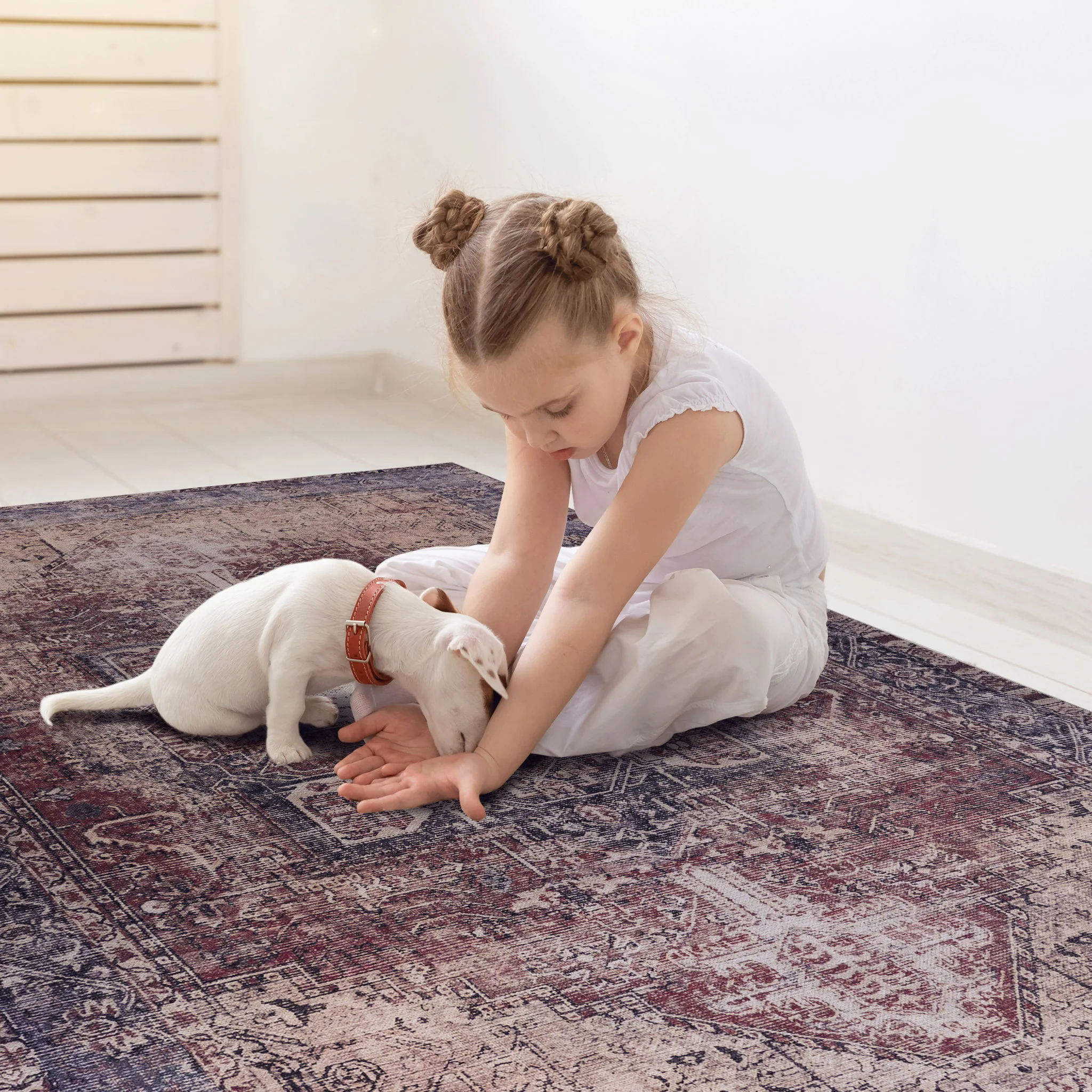 Maval - 3' X 5' Washable Area Rug - Burgundy - Image 5