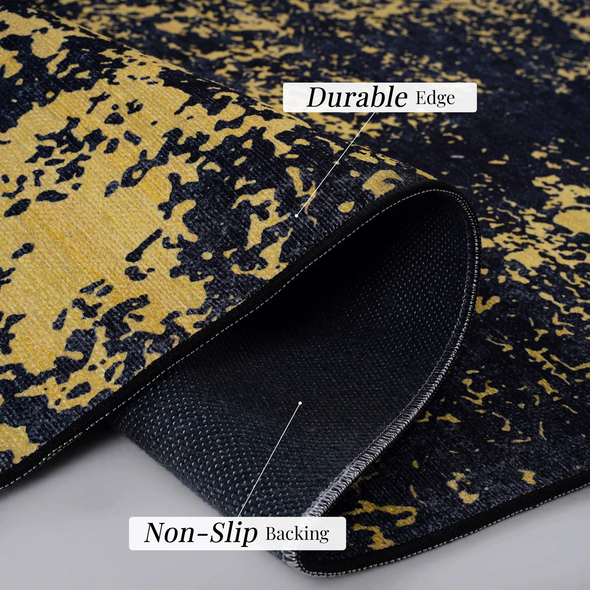 Maval - 8' X 10' Washable Area Rug - Black / Gold - Image 7