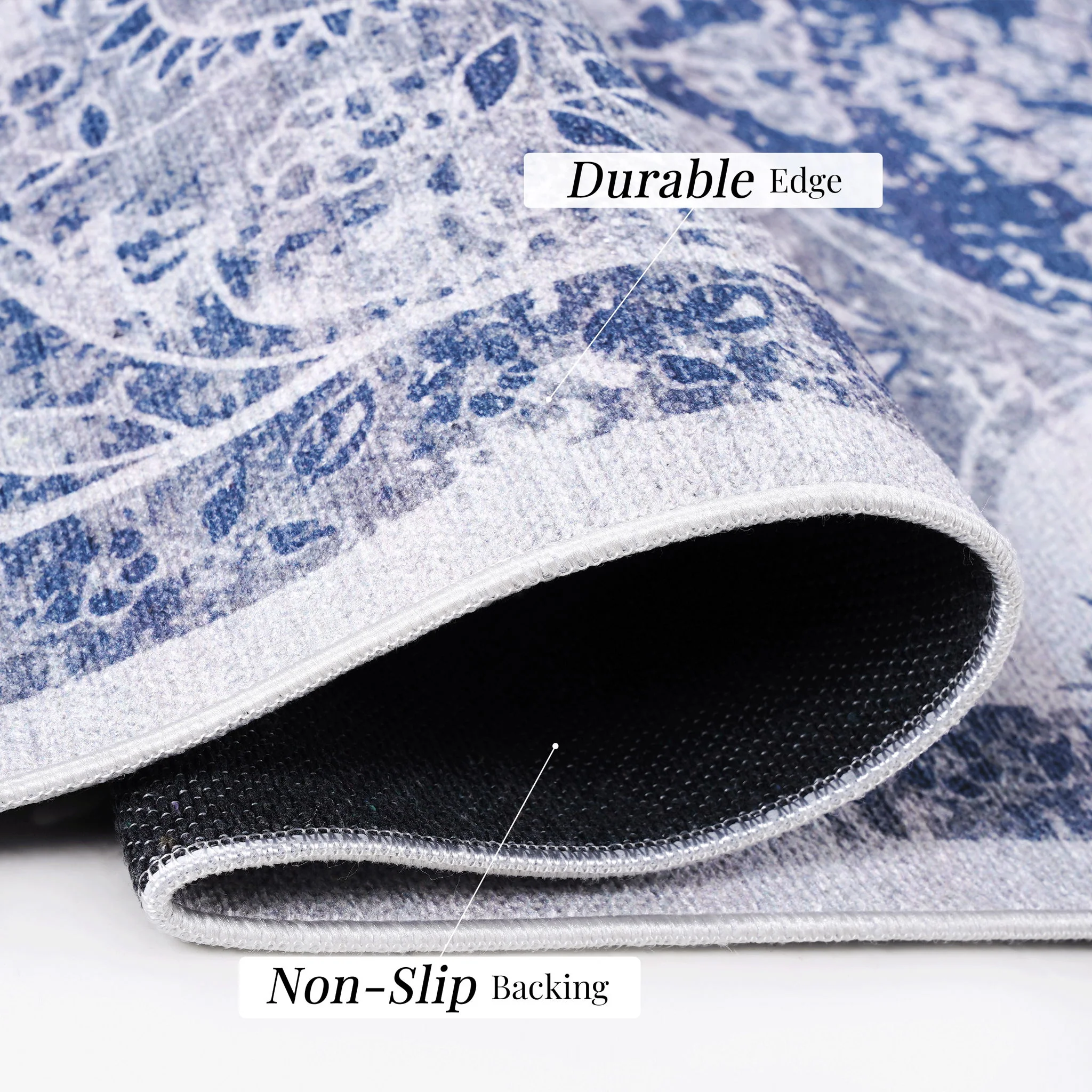 Maval - 8' X 10' Washable Area Rug - Blue - Image 4
