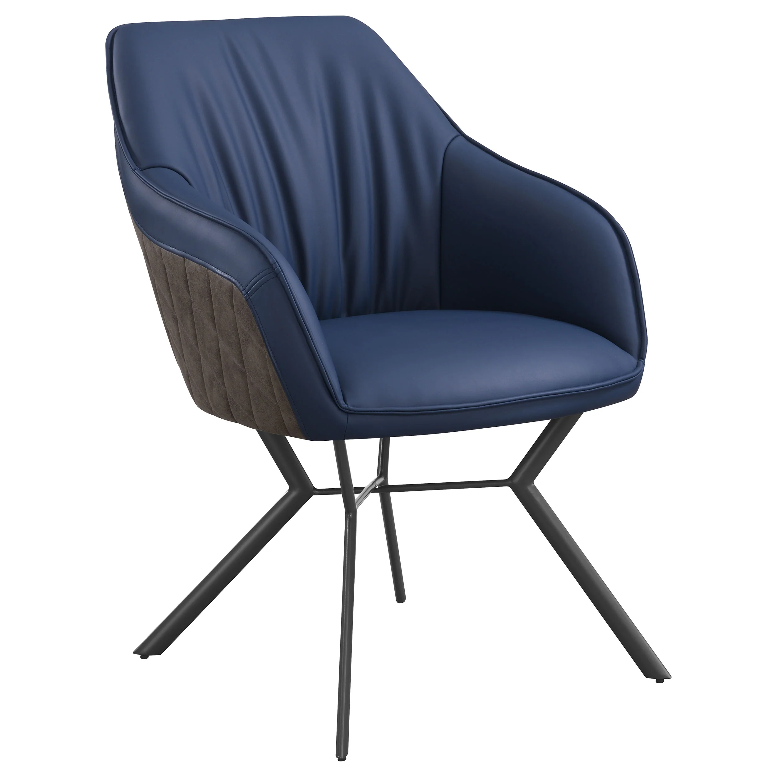 Mayer Upholstered Dining Arm Chair, Blue and Brown (Set of 2) - Image 2
