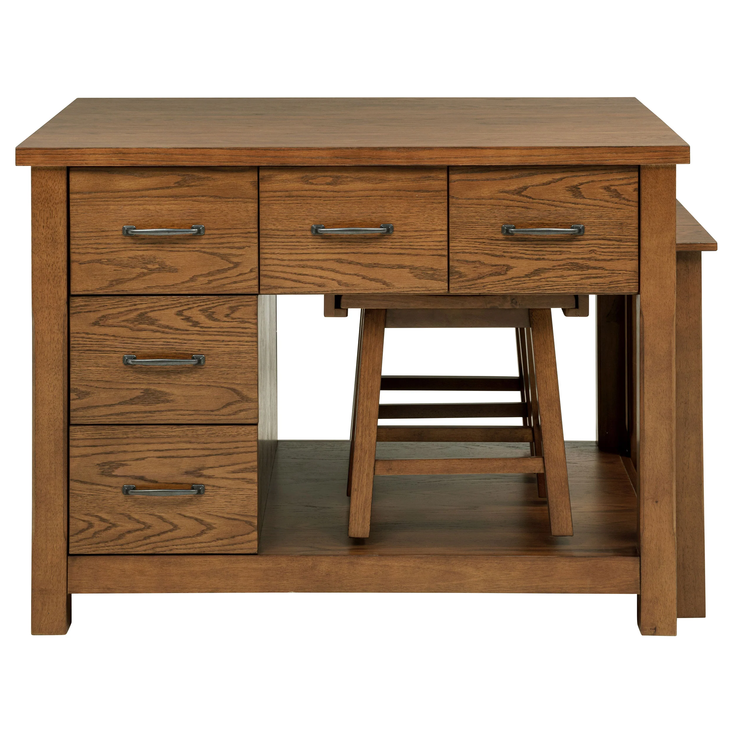 Mayfair 3-Piece Kitchen Island with Extension Table Dark Oak - Image 3