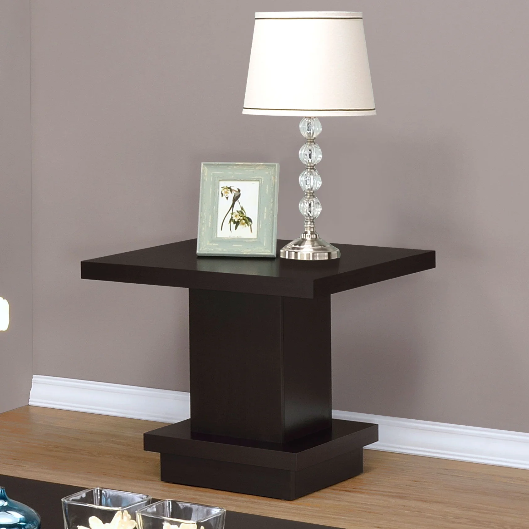 Mbala - Square Pedestal End Table - Cappuccino - Image 2