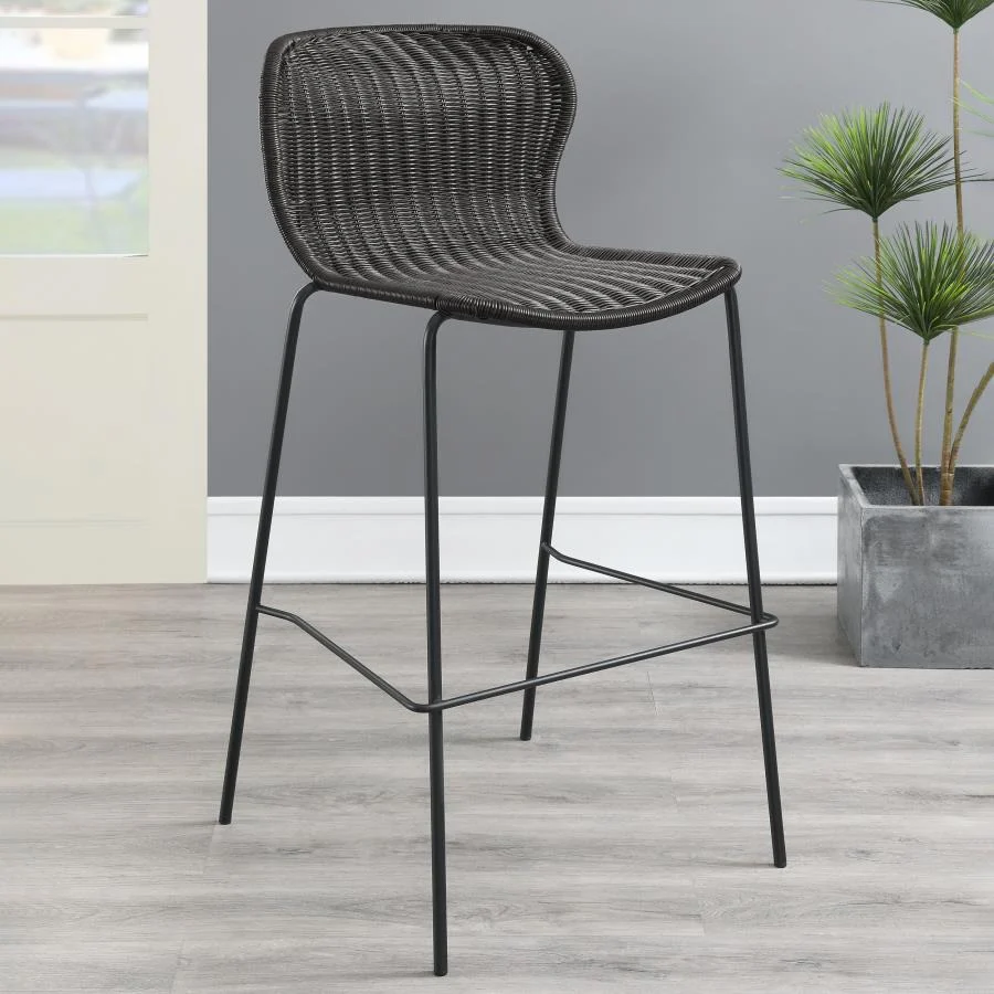 Mckinley Faux Rattan Metal Bar and Counter Chair Pair in Brown - Image 14