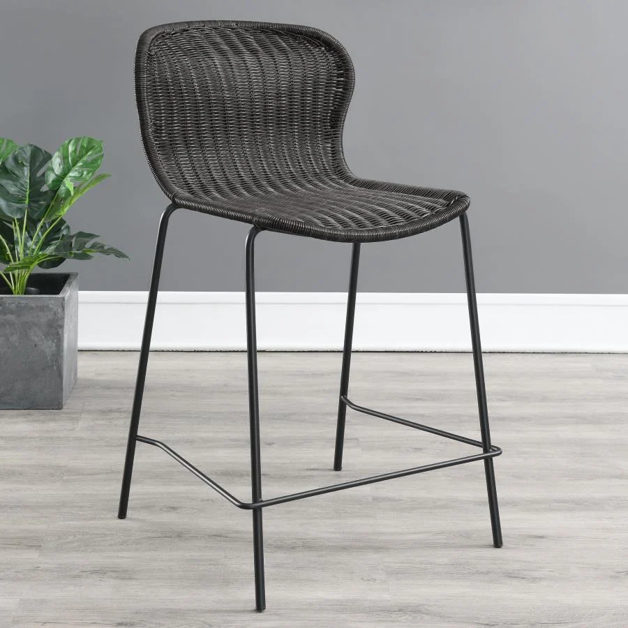 Mckinley Faux Rattan Metal Bar and Counter Chair Pair in Brown - Image 7