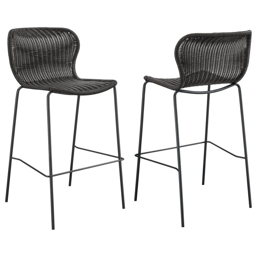 Mckinley Faux Rattan Metal Bar and Counter Chair Pair in Brown - Image 8