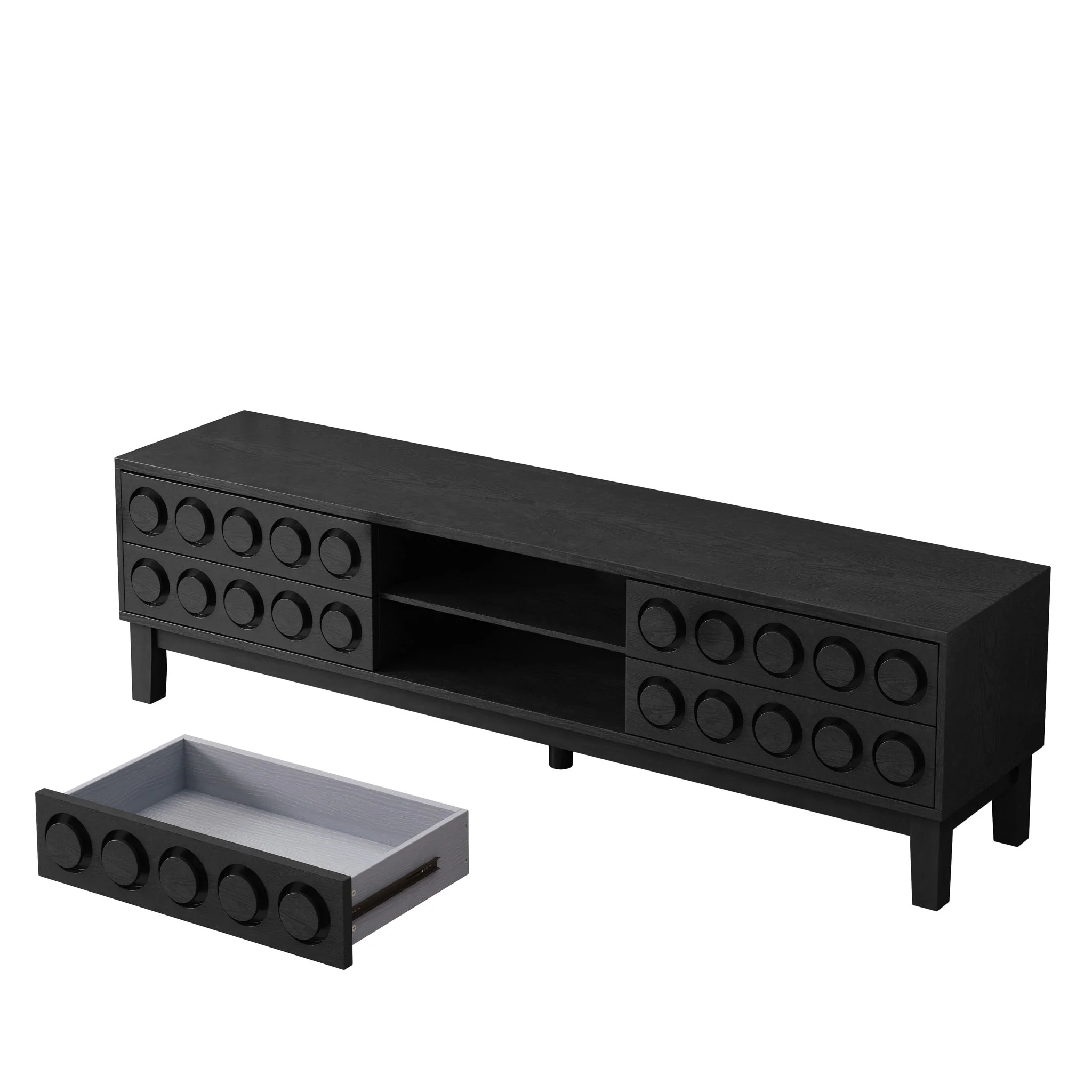 Media Console With 4 Drawers And Cable Management - Image 11