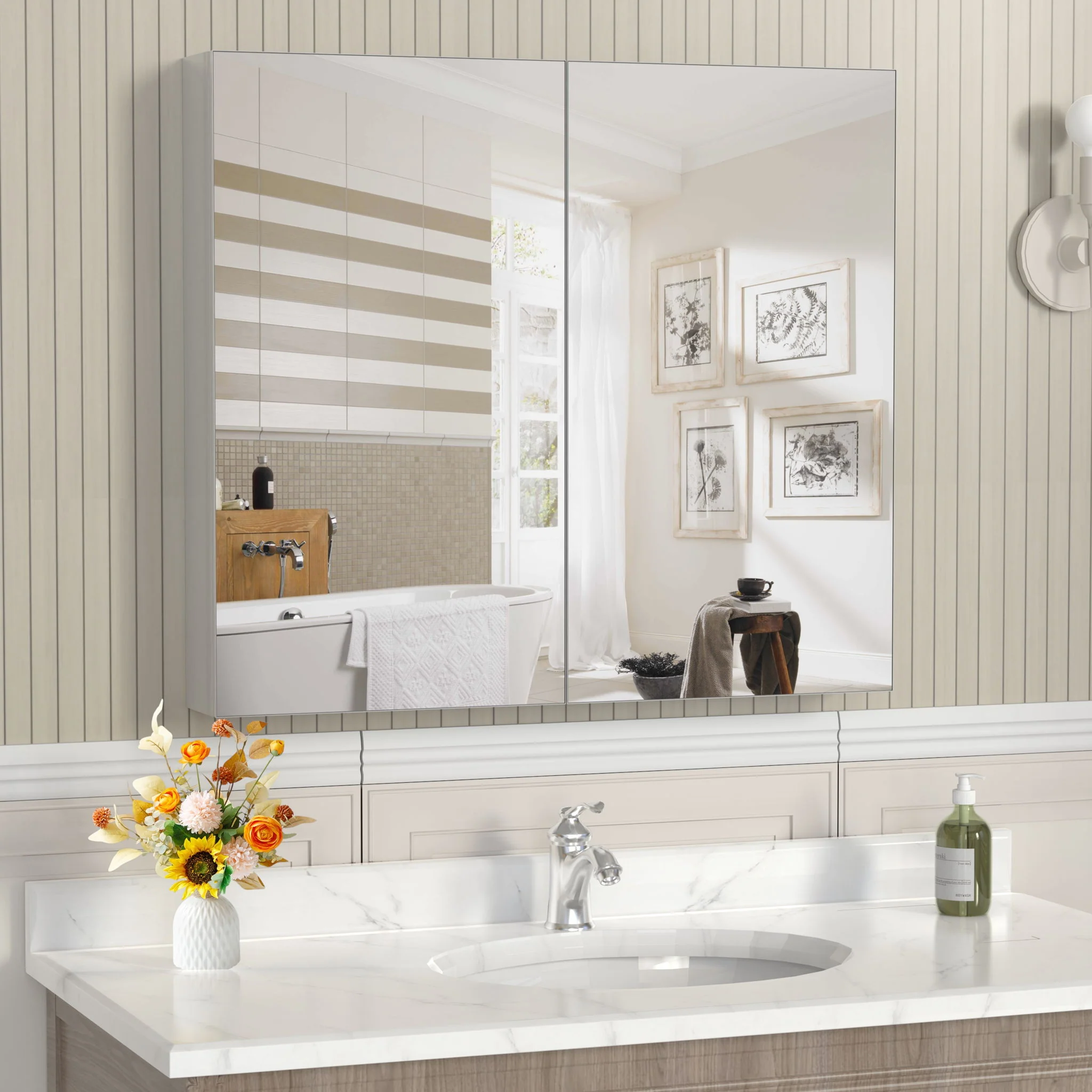 Medicine Cabinet, Wall Mounted Bathroom Mirror With Storage - Image 3