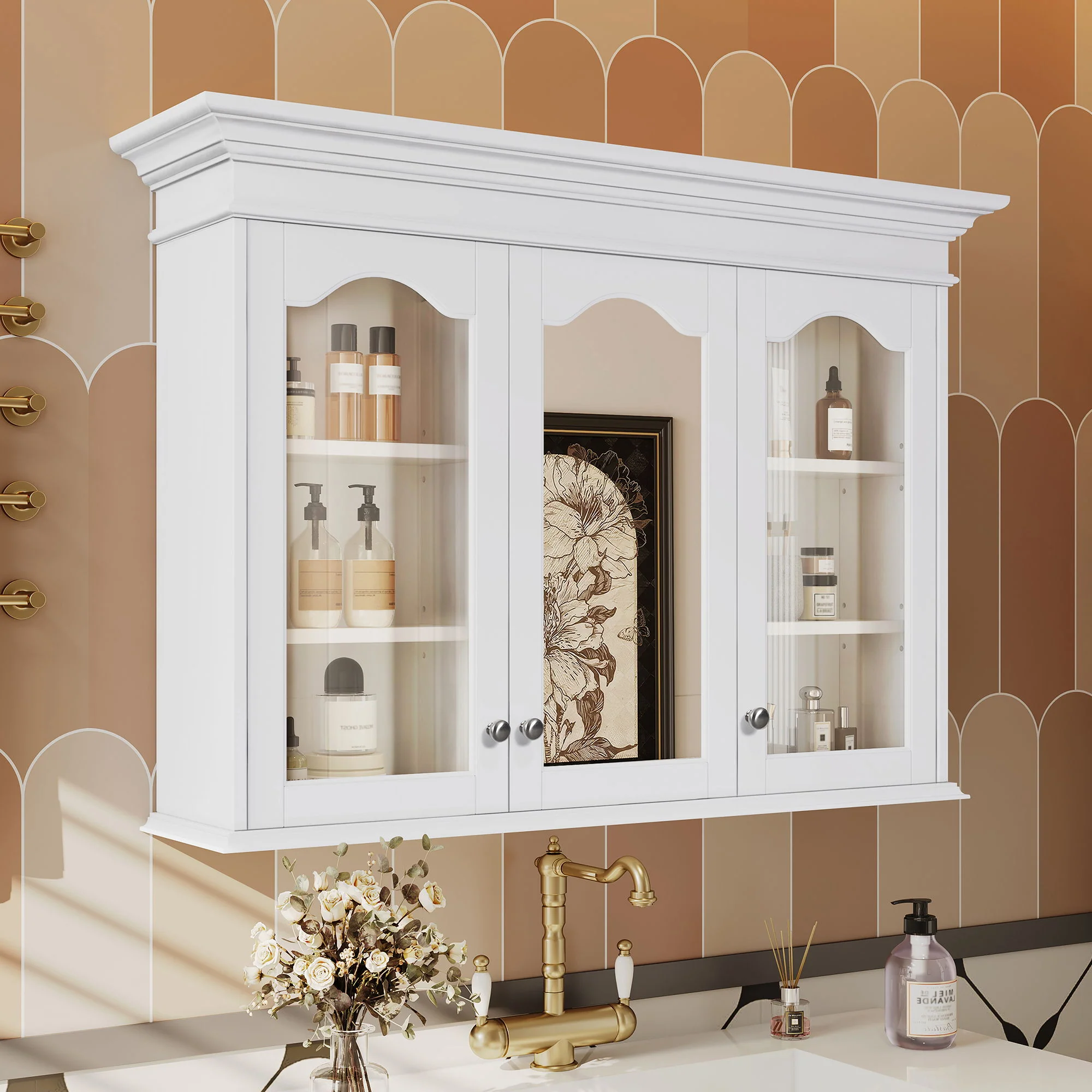 Medicine Cabinet With Mirror Door And Adjustable Shelves, Wall-Mounted Bathroom Storage Cabinet - White - Image 6