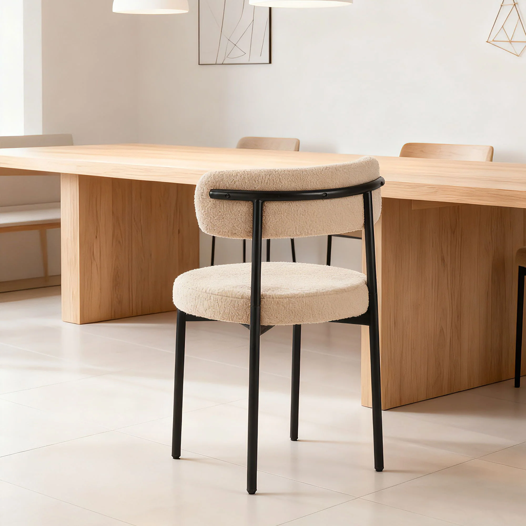 Medieval - Curved Back Kitchen Dining Chairs (Set of 4) - Beige - Image 7
