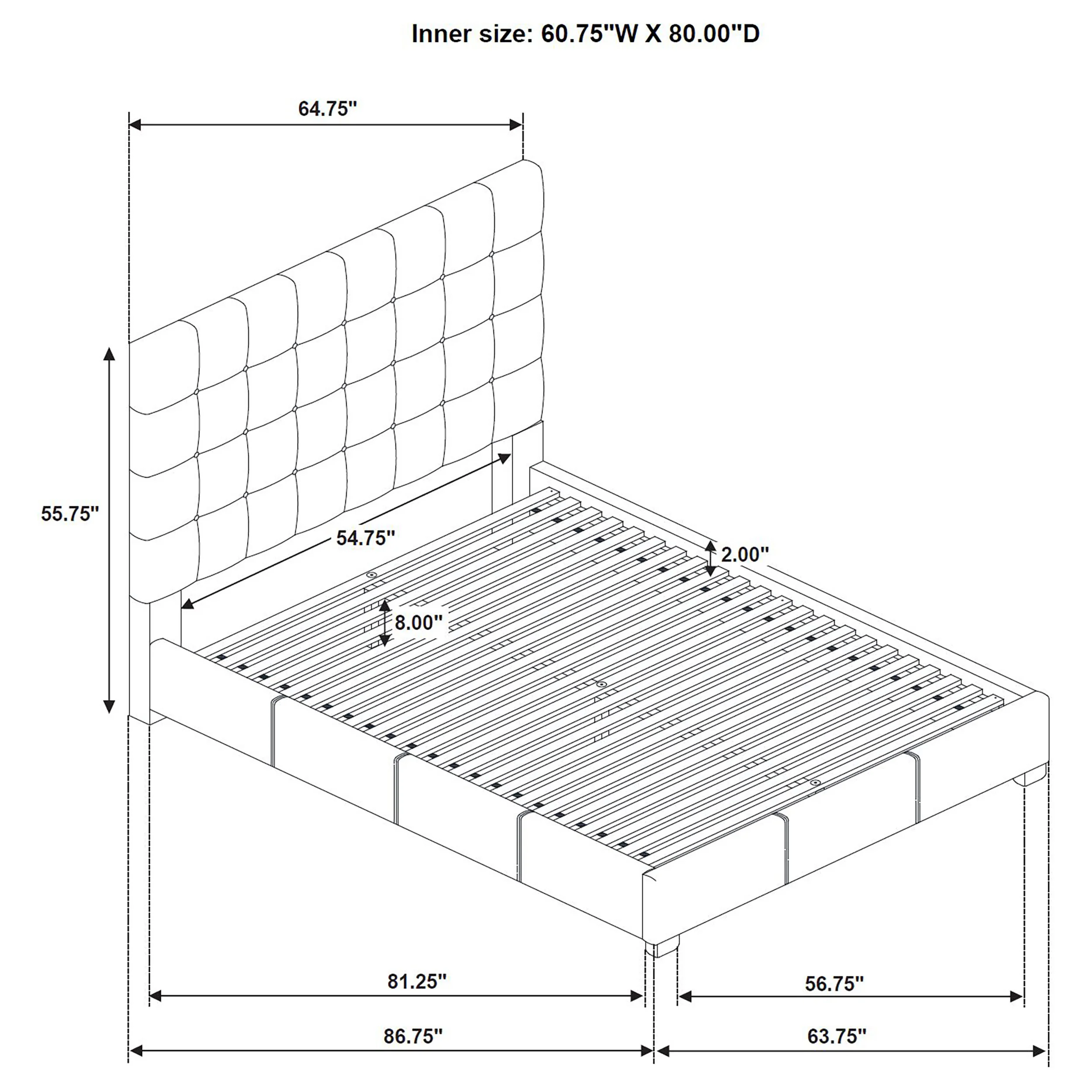 Medley Genuine Leather Queen Platform Bed in Tan - Image 7
