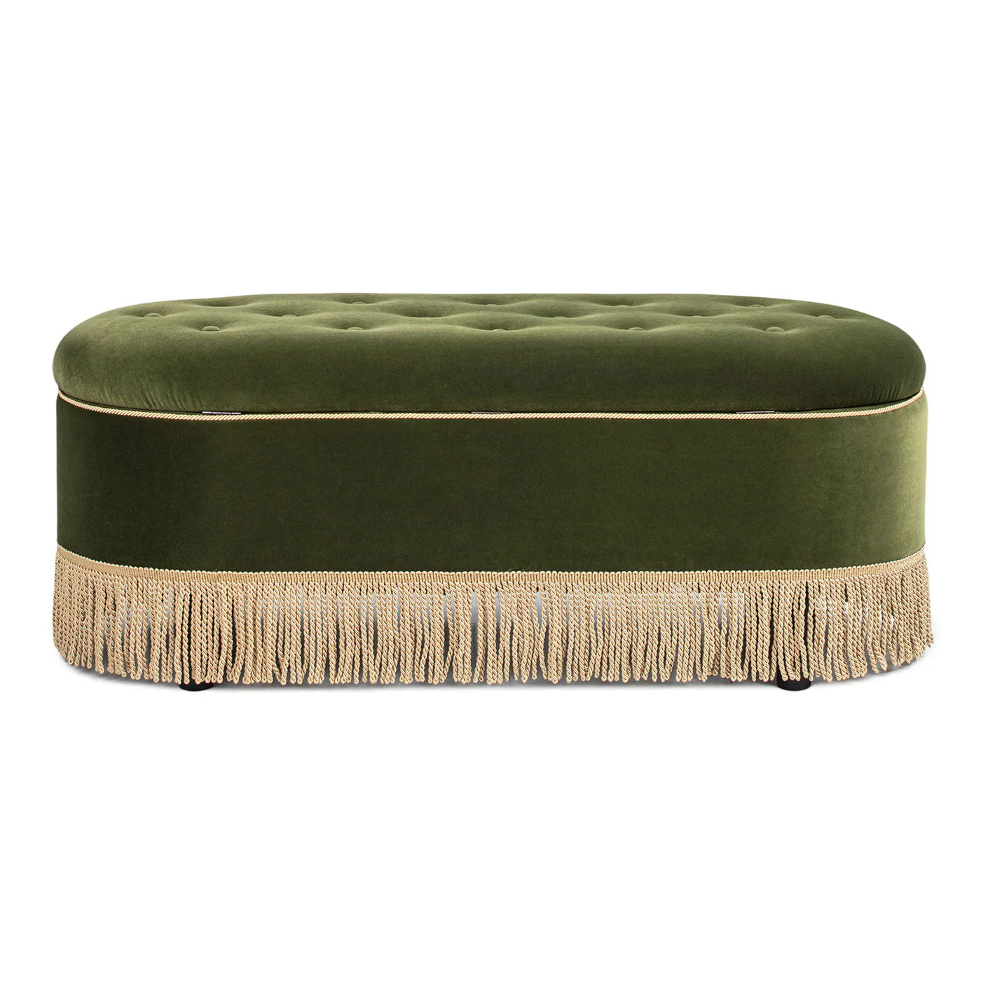 Melinda - Oval Tufted Bullion Fringe Storage Bench - Image 3