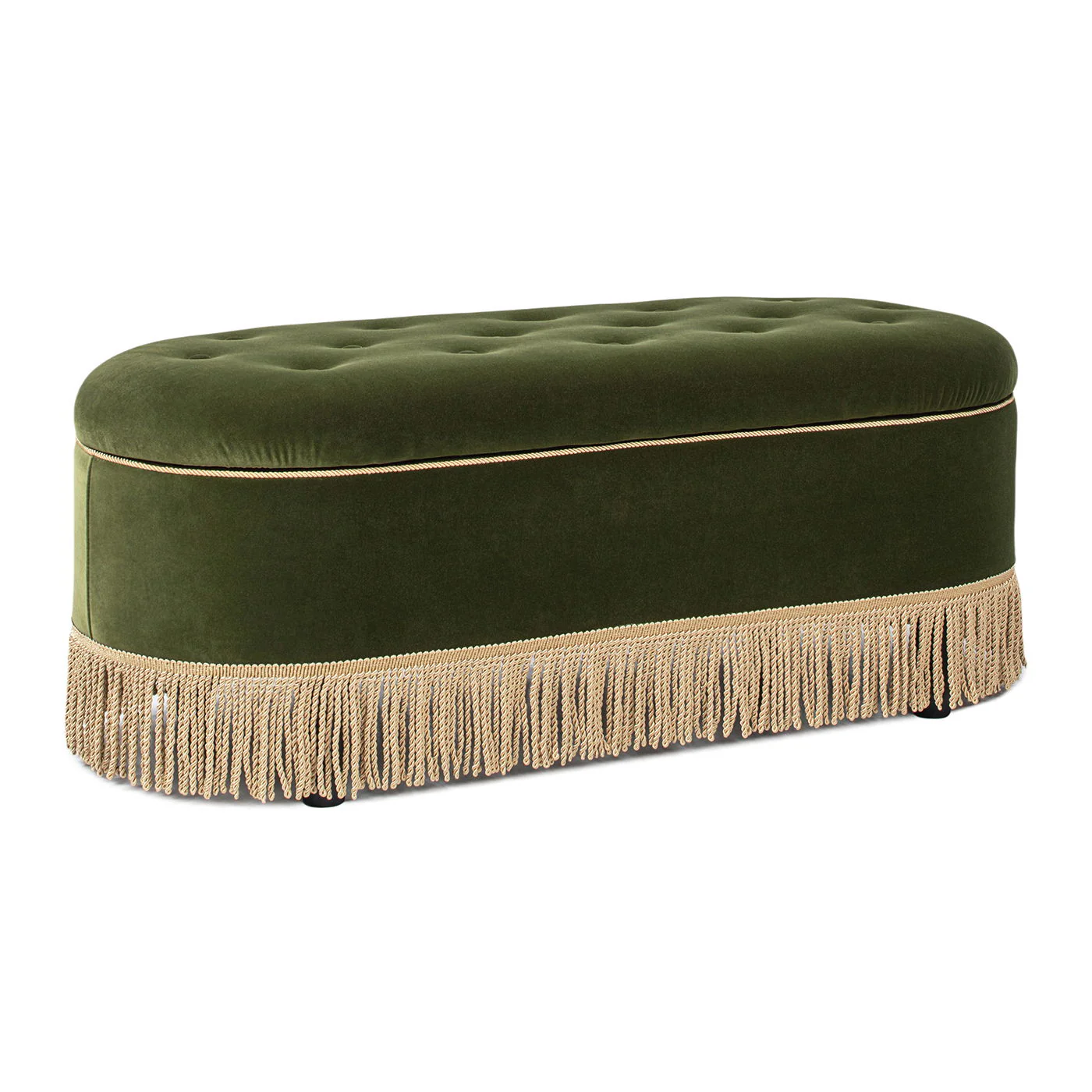 Melinda - Oval Tufted Bullion Fringe Storage Bench - Image 4