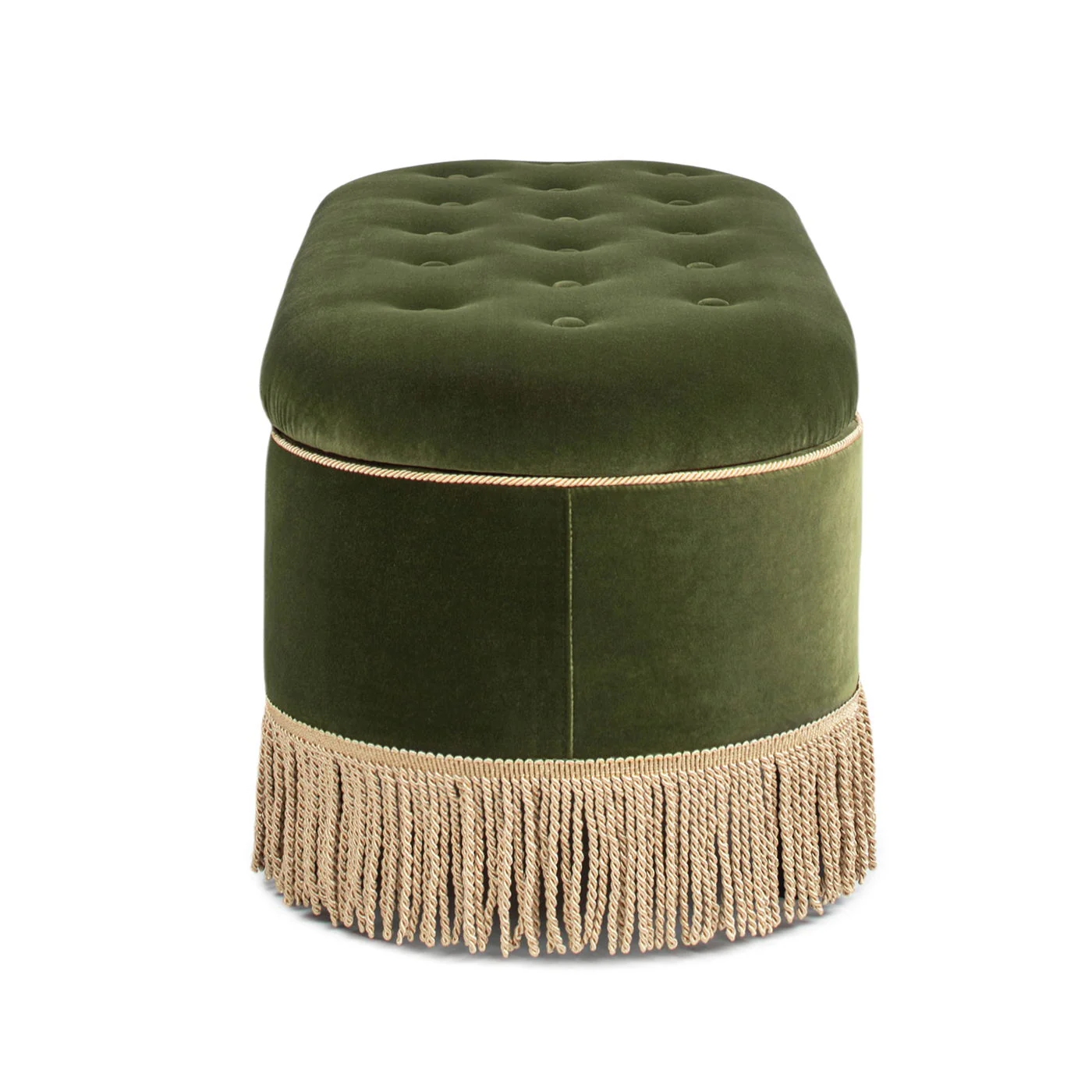 Melinda - Oval Tufted Bullion Fringe Storage Bench - Image 7