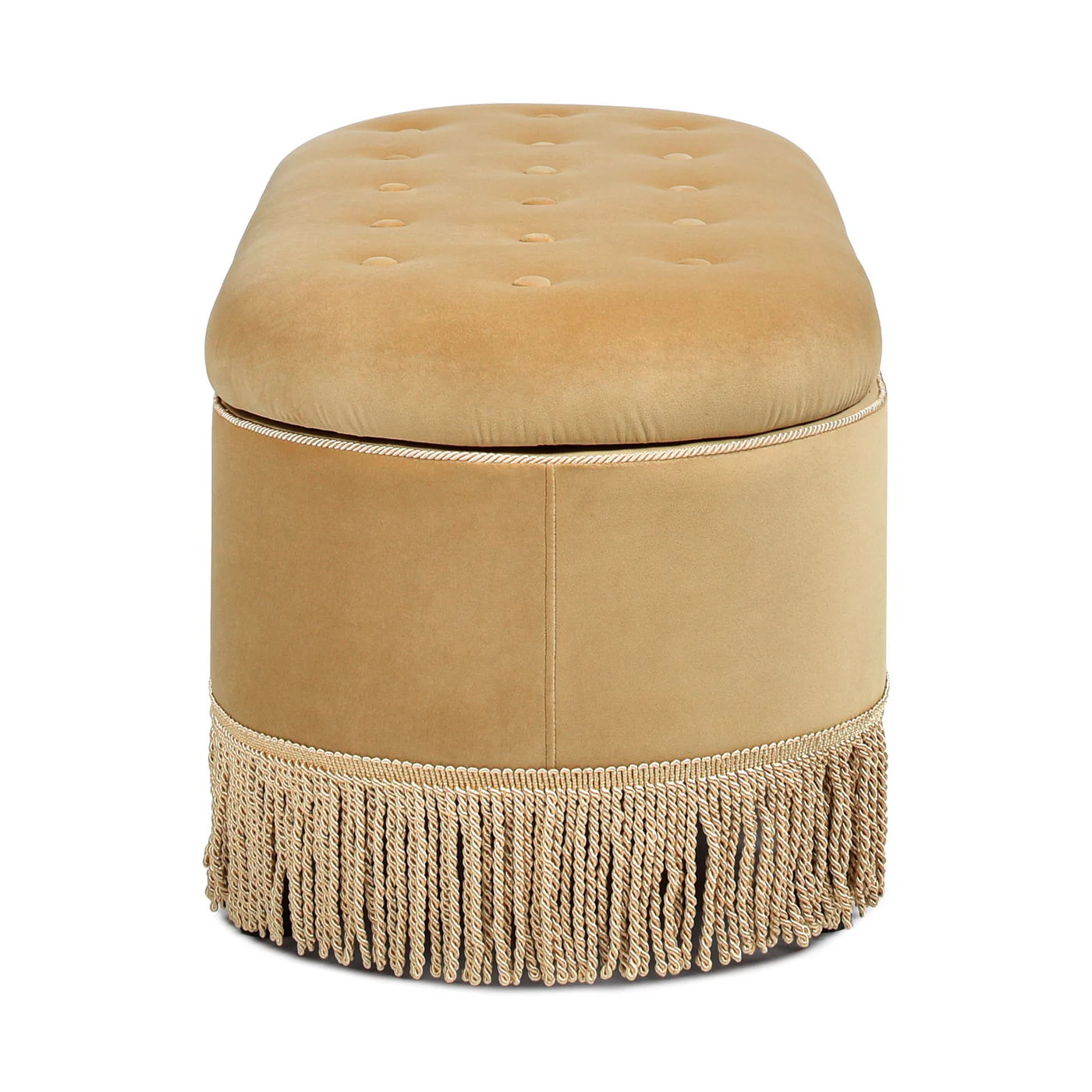 Melinda - Oval Tufted Bullion Fringe Storage Bench - Image 9