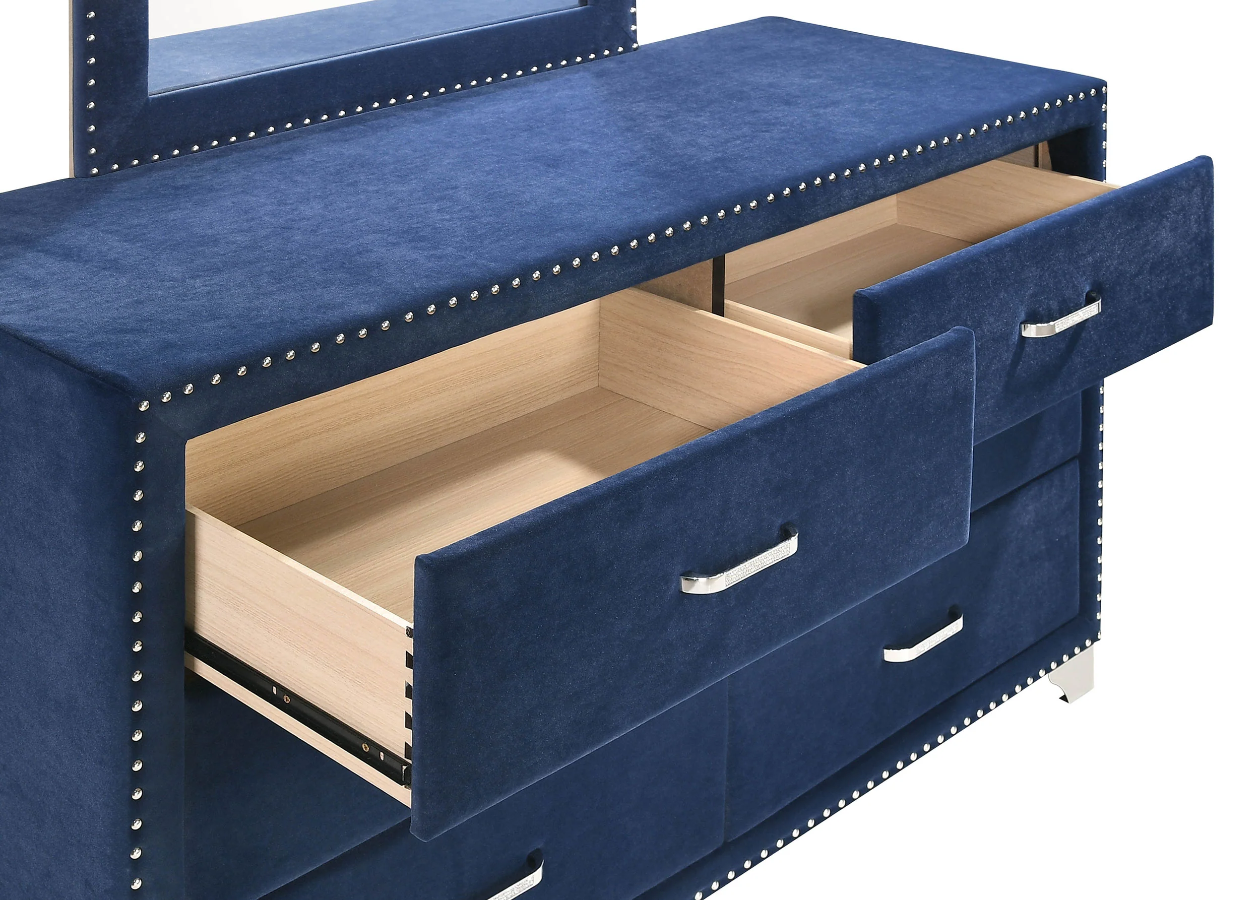 Melody 6-Drawer Upholstered Dresser in Pacific Blue - Image 5