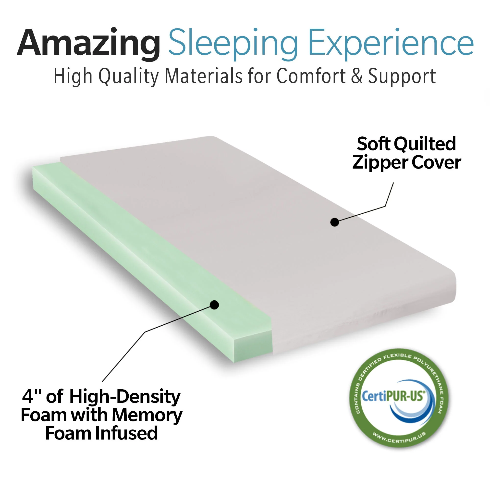 Memory Foam Camping Mattress, Portable Comfort With Water Resistant Cover - Image 8
