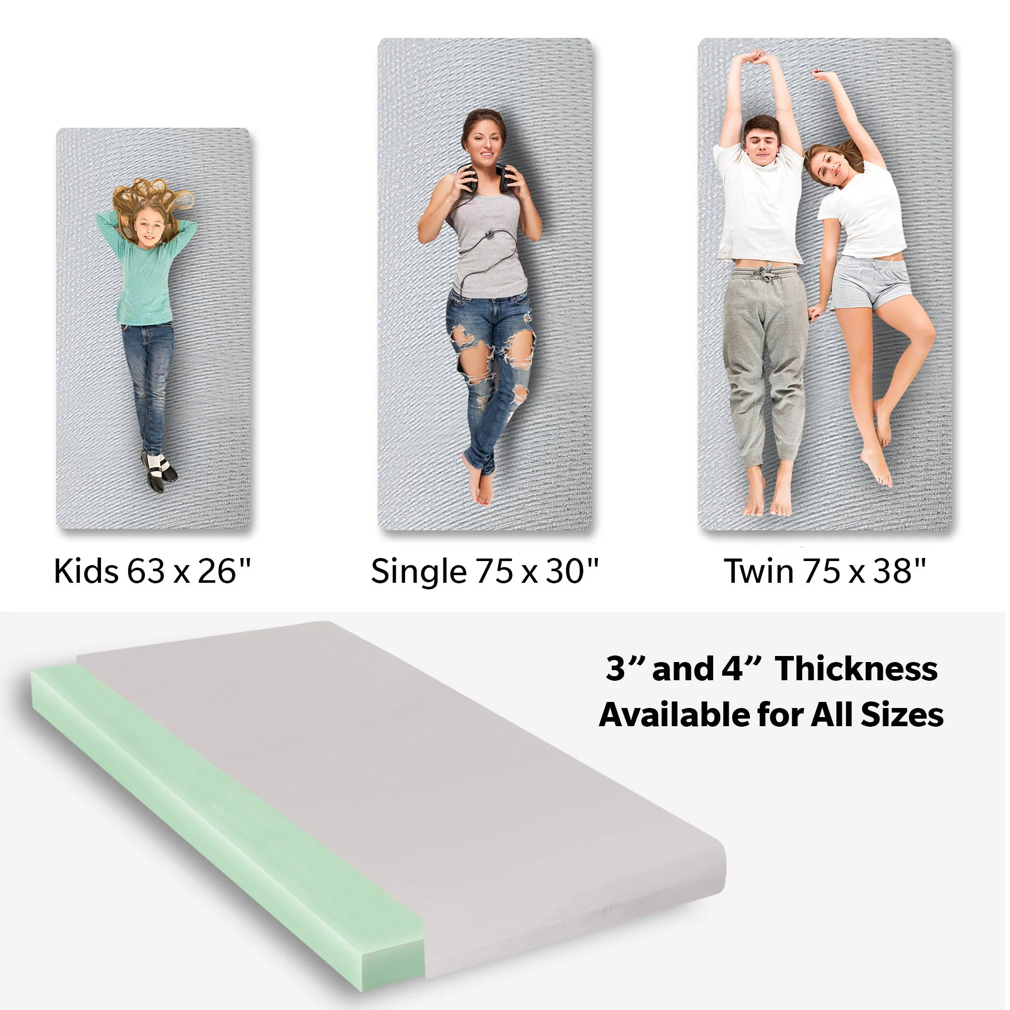 Memory Foam Camping Mattress With Water Resistant Zipper Cover - Gray - Image 2