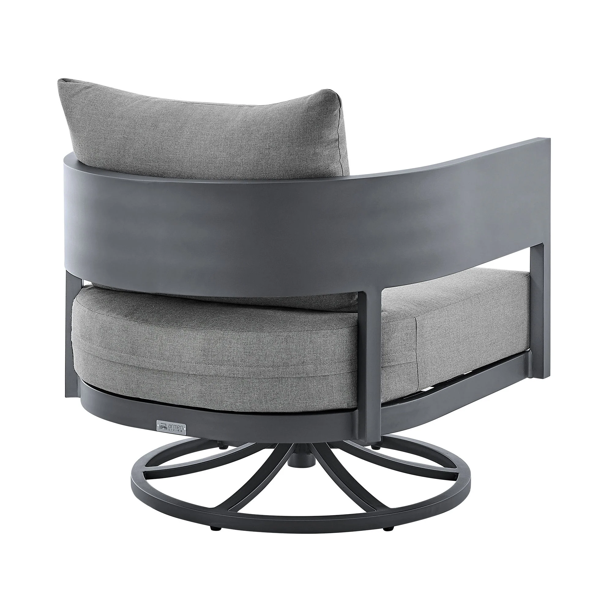 Menorca - Outdoor Patio Swivel Rocking Chair - Gray - Image 3