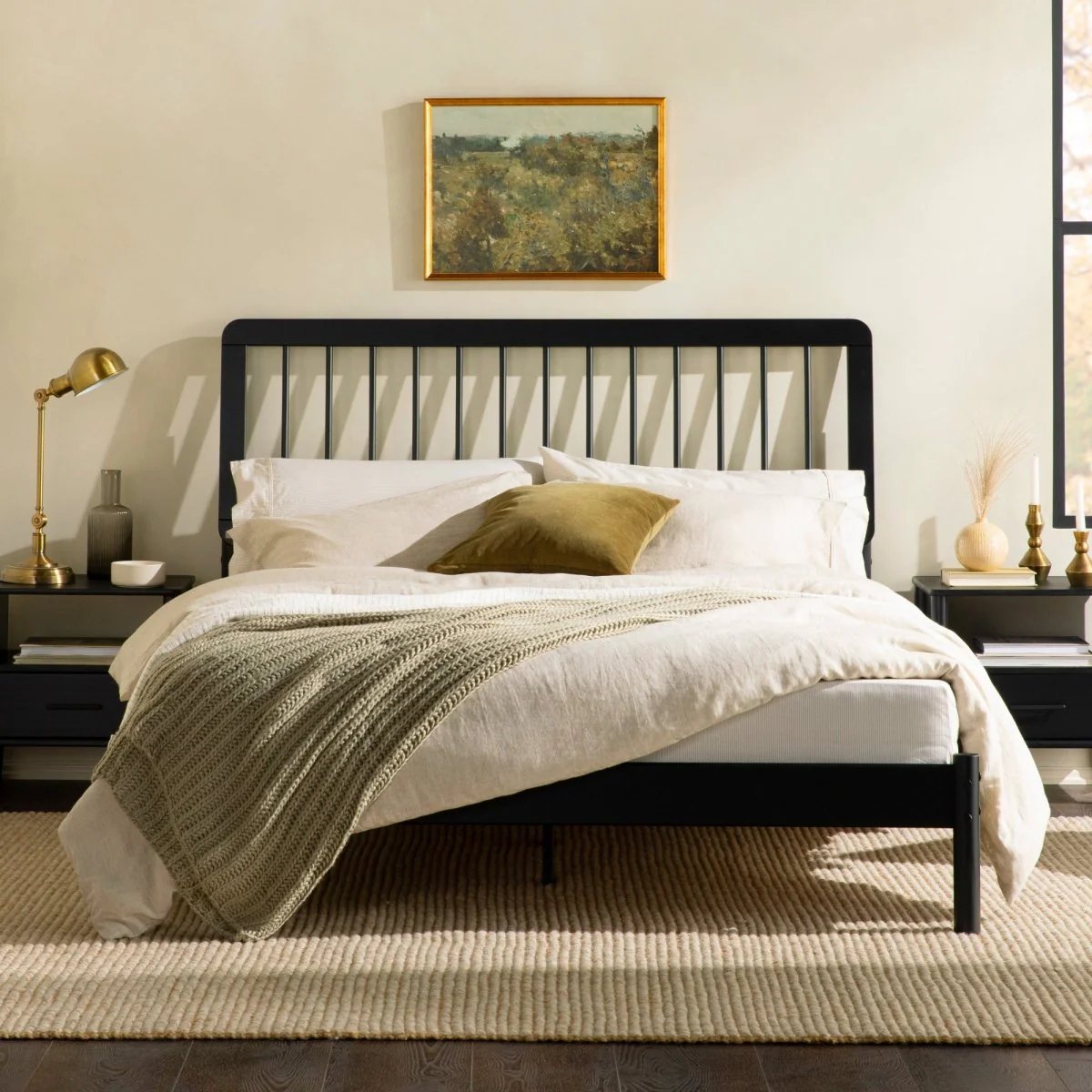 Merrin Solid Wood Spindle Platform Bed in Mid-Century Design - Image 3