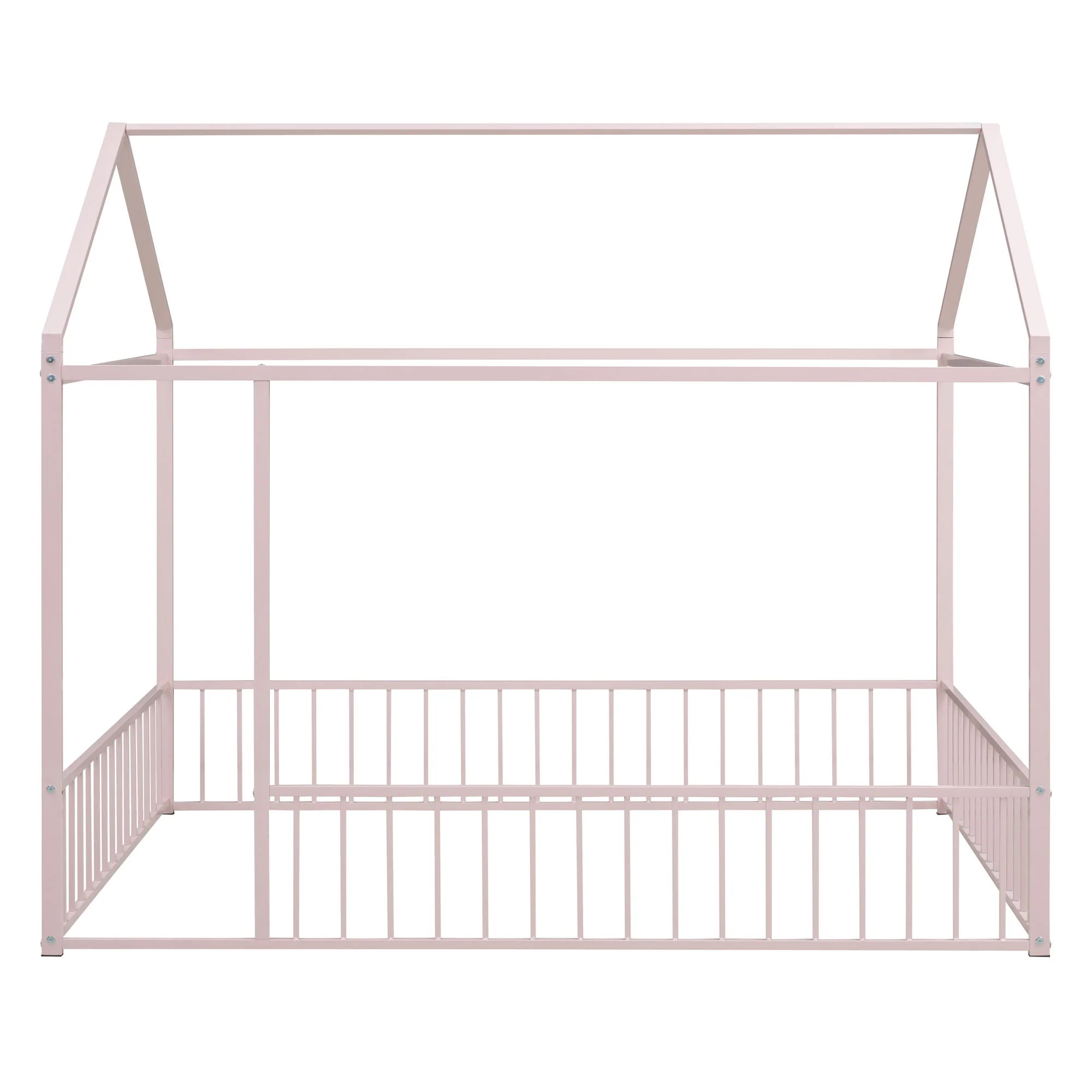Metal Bed House Bed Frame With Fence - Image 18