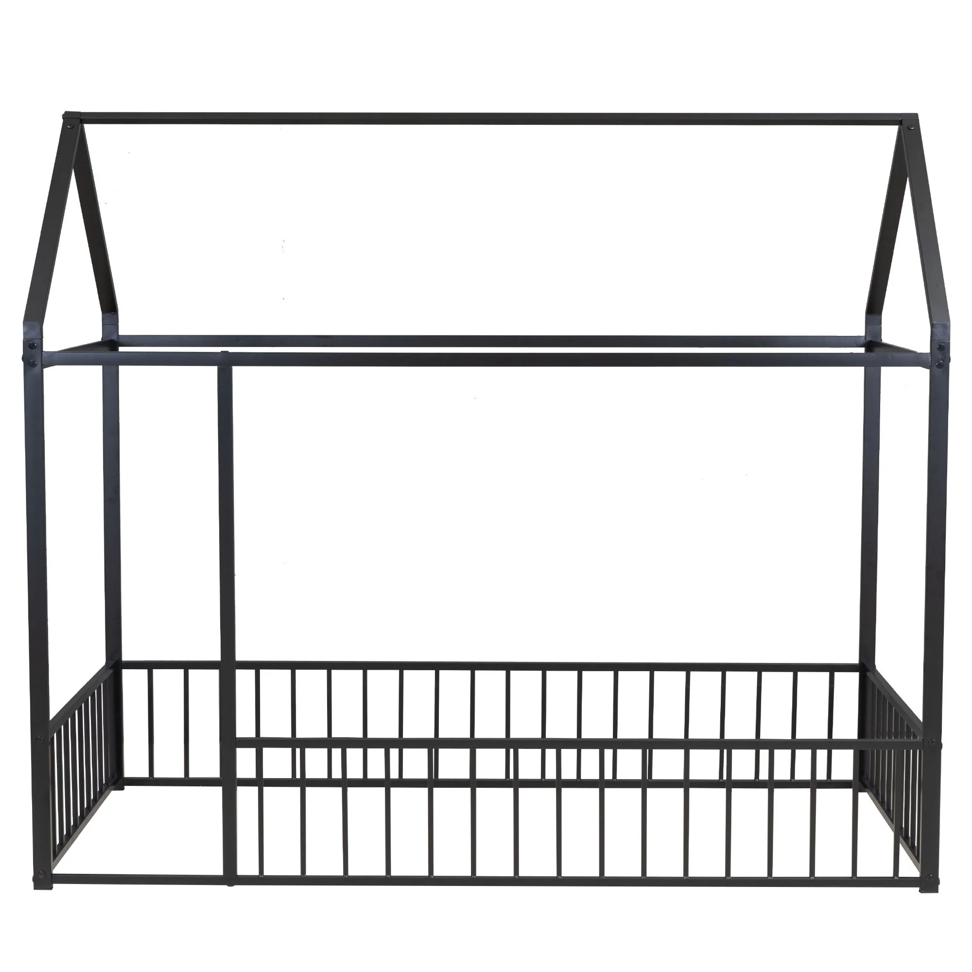 Metal Bed House Bed Frame With Fence - Image 23