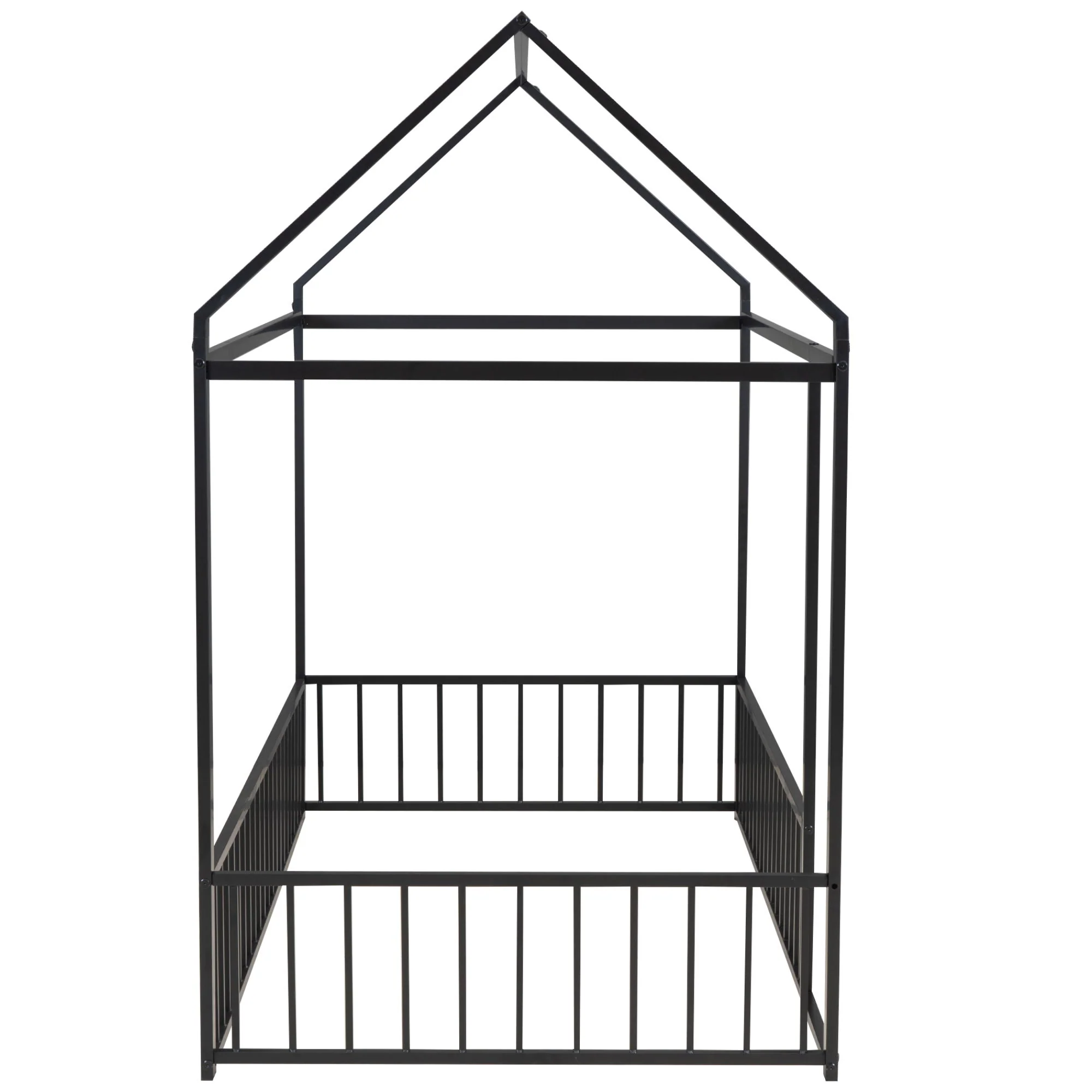 Metal Bed House Bed Frame With Fence - Image 45