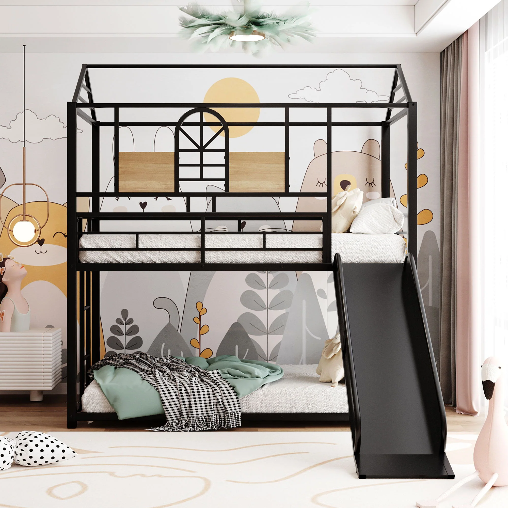 Metal Bunk Bed, Metal Housebed With Slide - Image 5