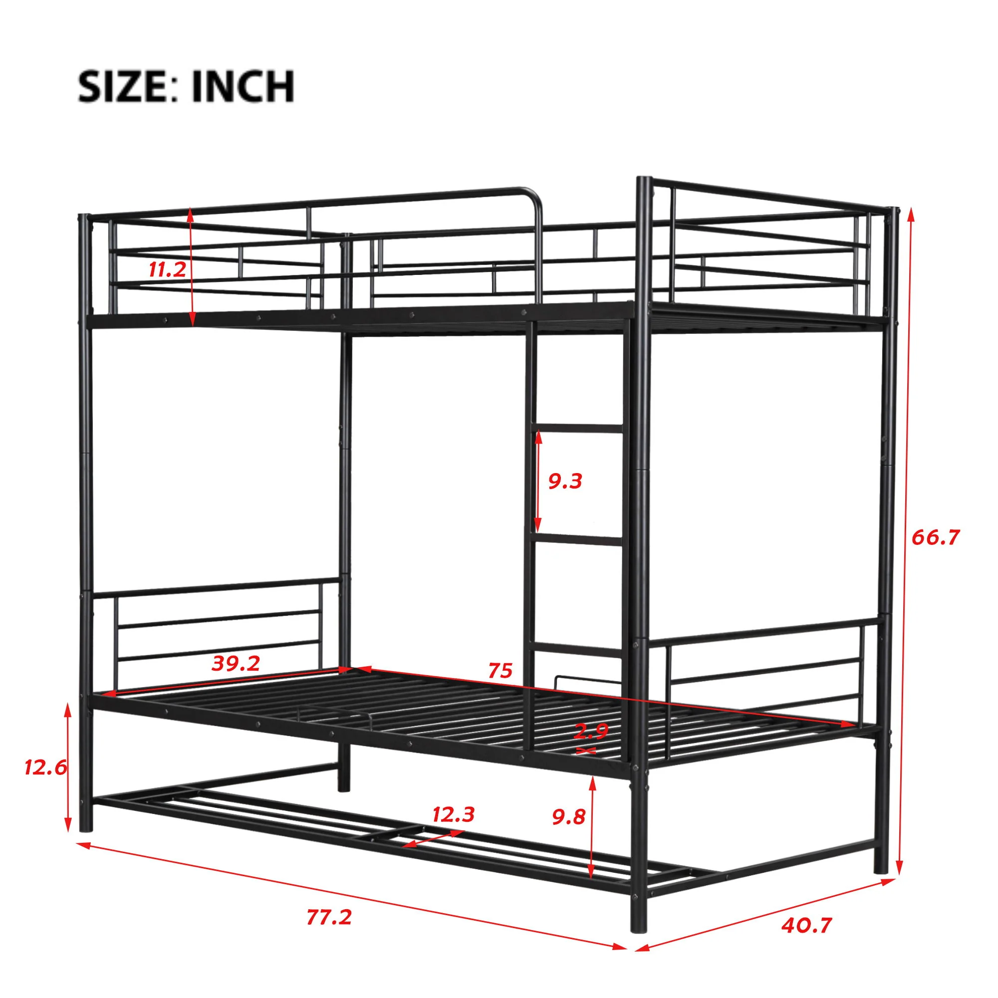 Metal Bunk Bed & Shelf And Guardrails - Image 9