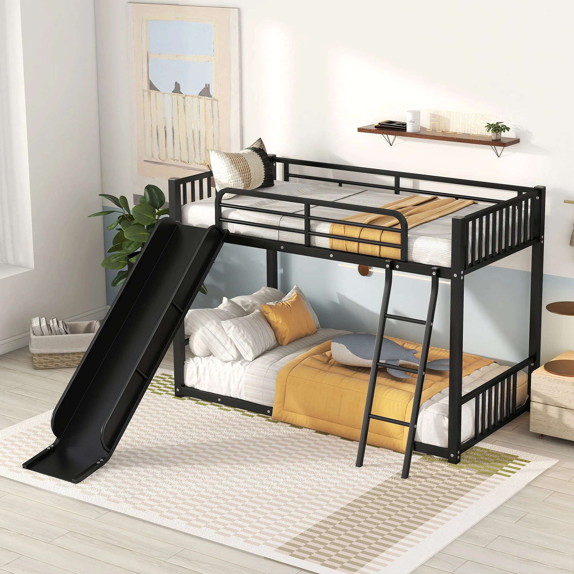 Metal Bunk Bed With Slide, Durable Steel Frame - Image 12