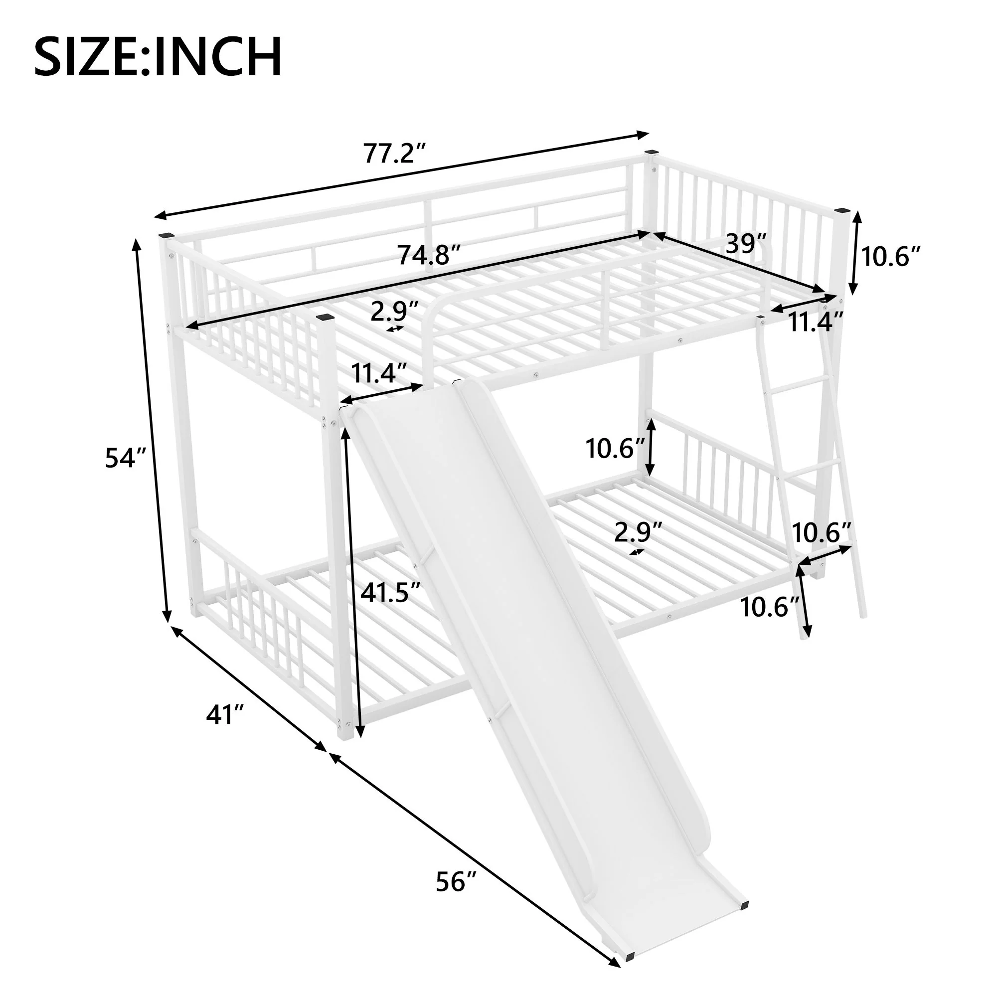 Metal Bunk Bed With Slide, Durable Steel Frame - Image 14