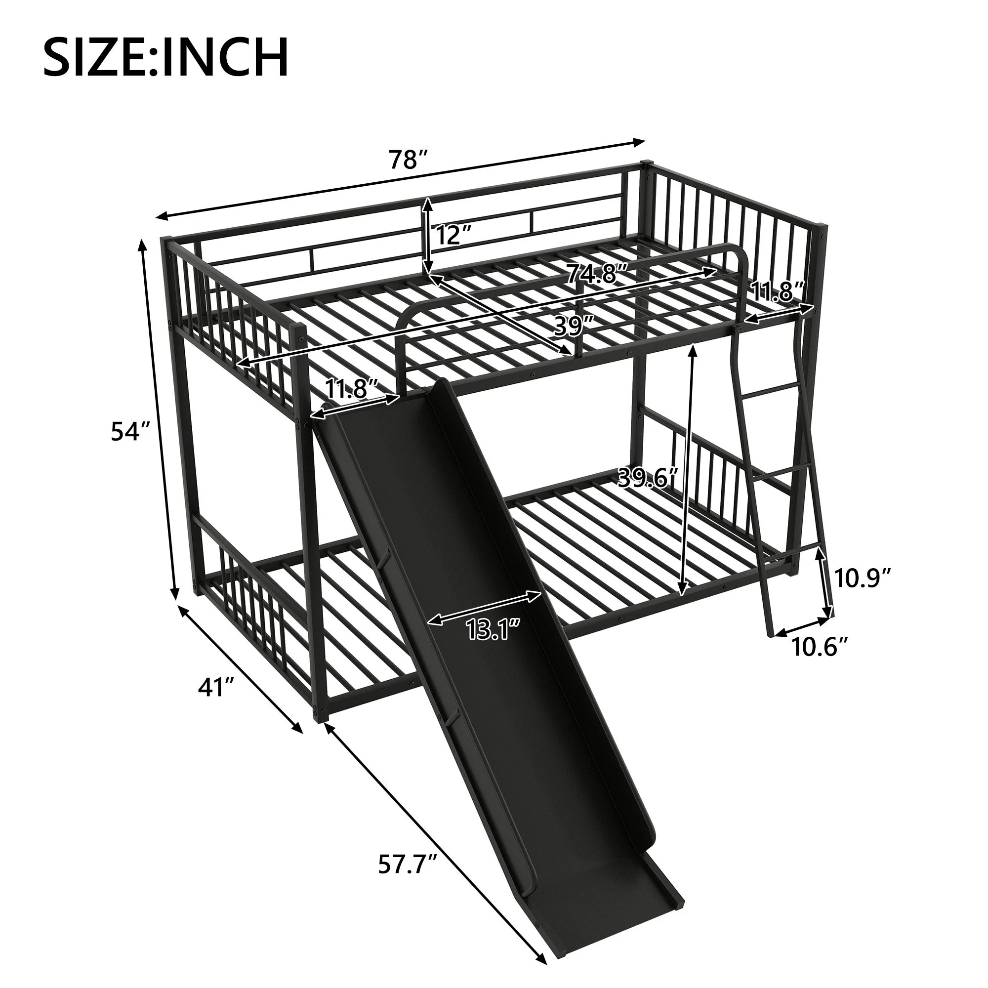 Metal Bunk Bed With Slide, Durable Steel Frame - Image 18
