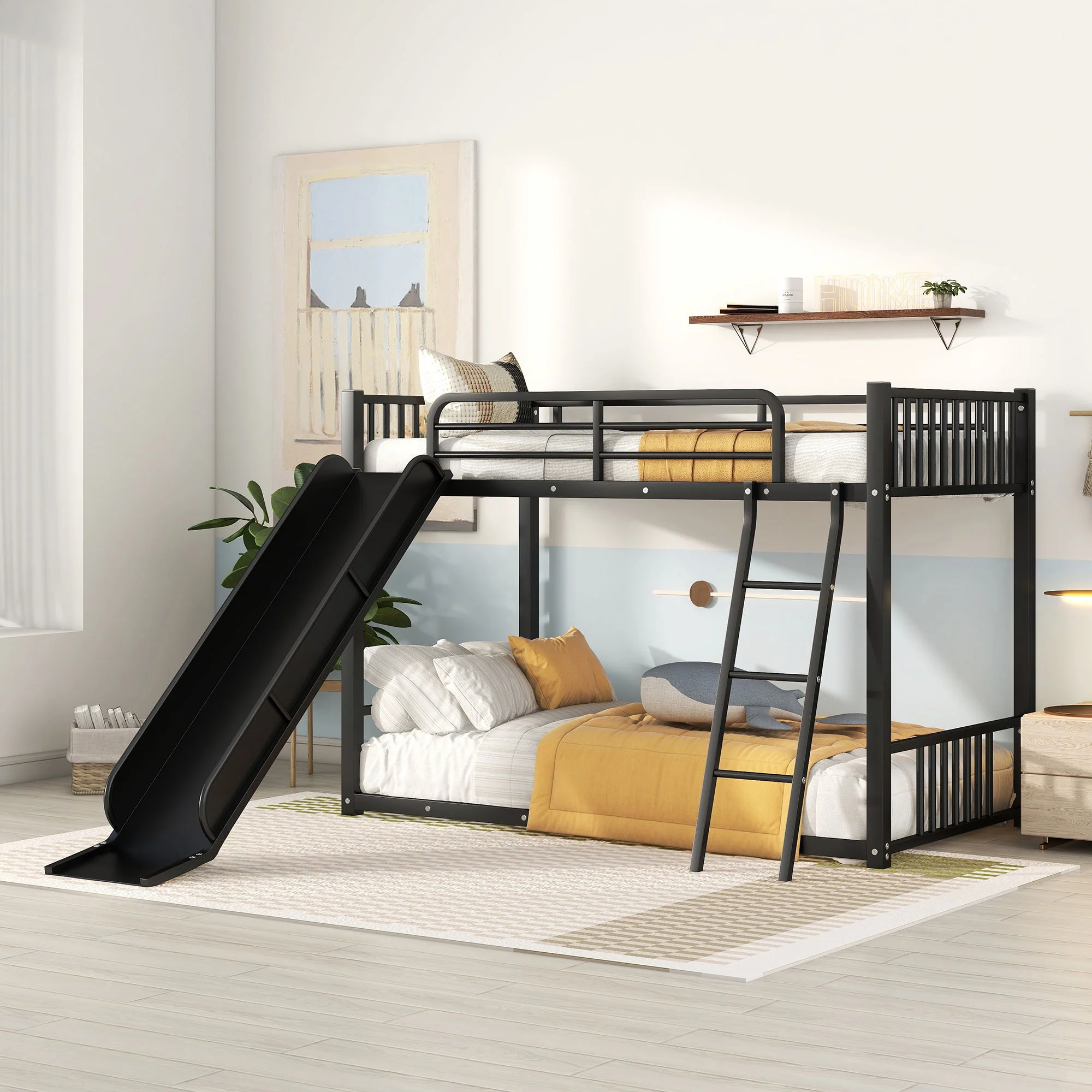 Metal Bunk Bed With Slide, Durable Steel Frame - Image 6