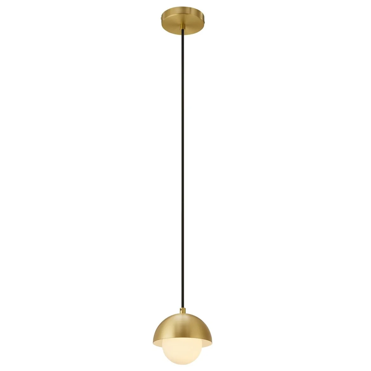Metal Dome and Opal Glass Globe Pendant Ceiling Light Fixture, Modern Hanging - Image 10