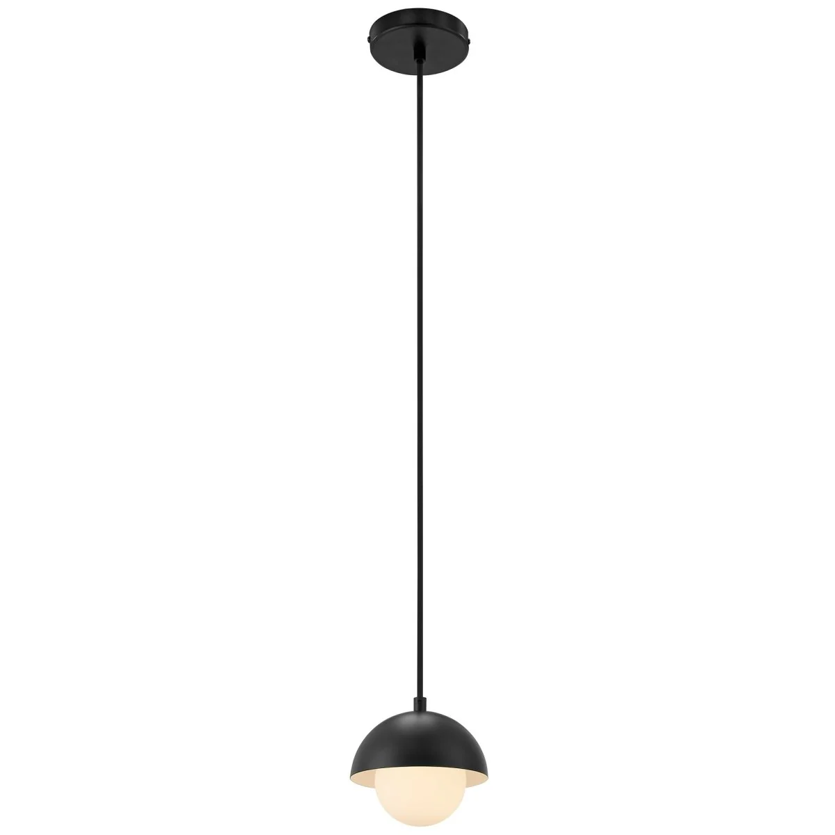 Metal Dome and Opal Glass Globe Pendant Ceiling Light Fixture, Modern Hanging - Image 19