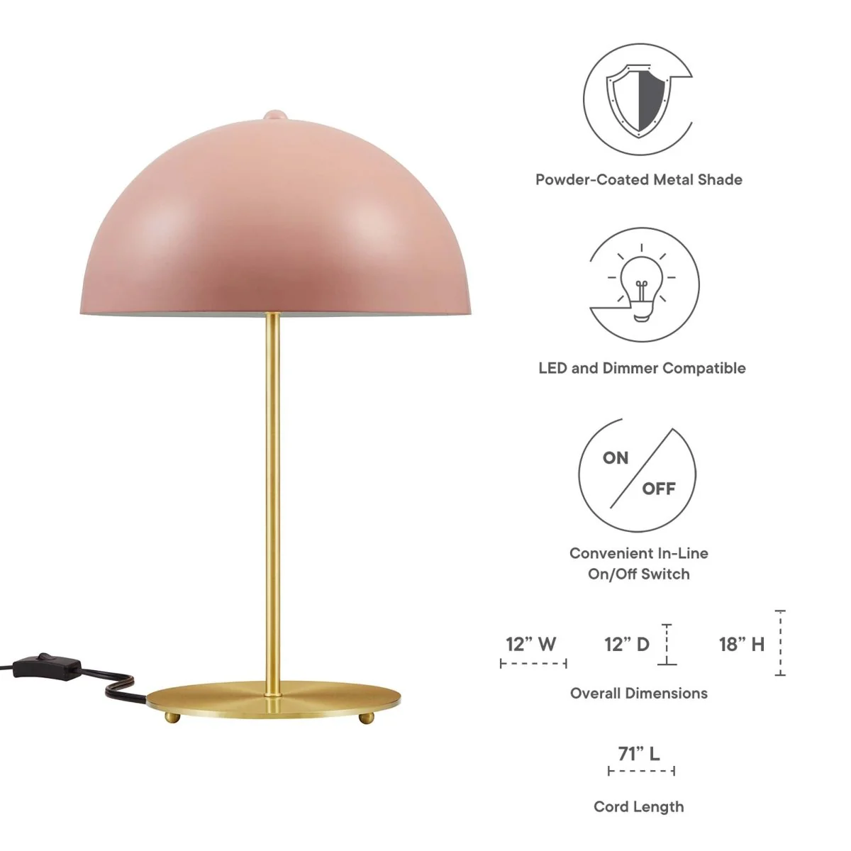 Metal Dome Table Lamp — Modern Mid-Century Accent Lighting for Living Room & Bedroom - Image 3