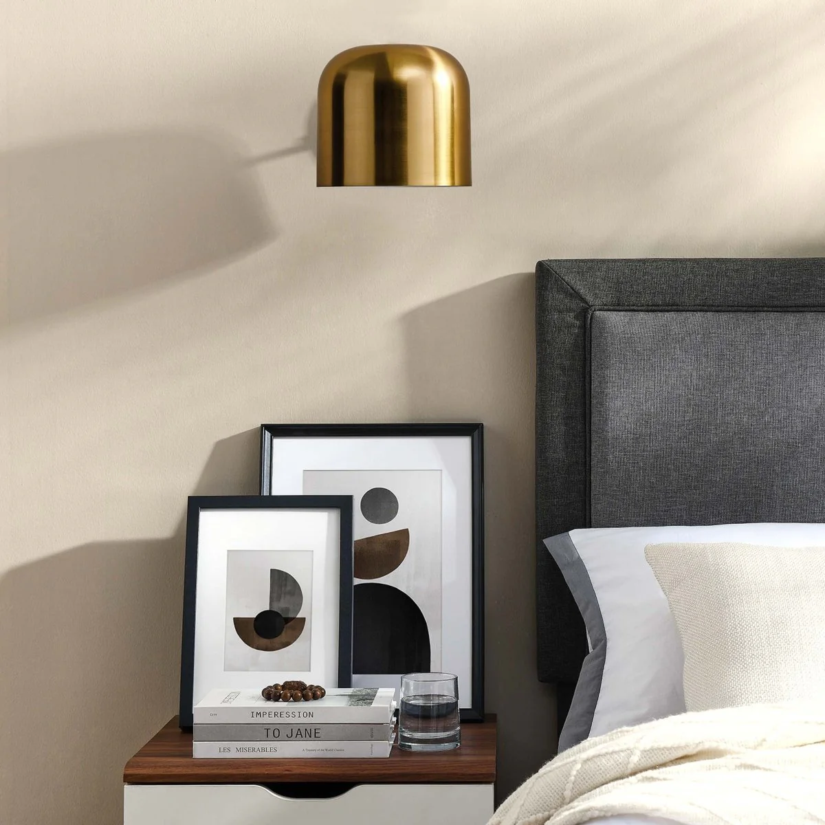 1-Light Metal Dome Wall Sconce – Satin Brass - Image 5