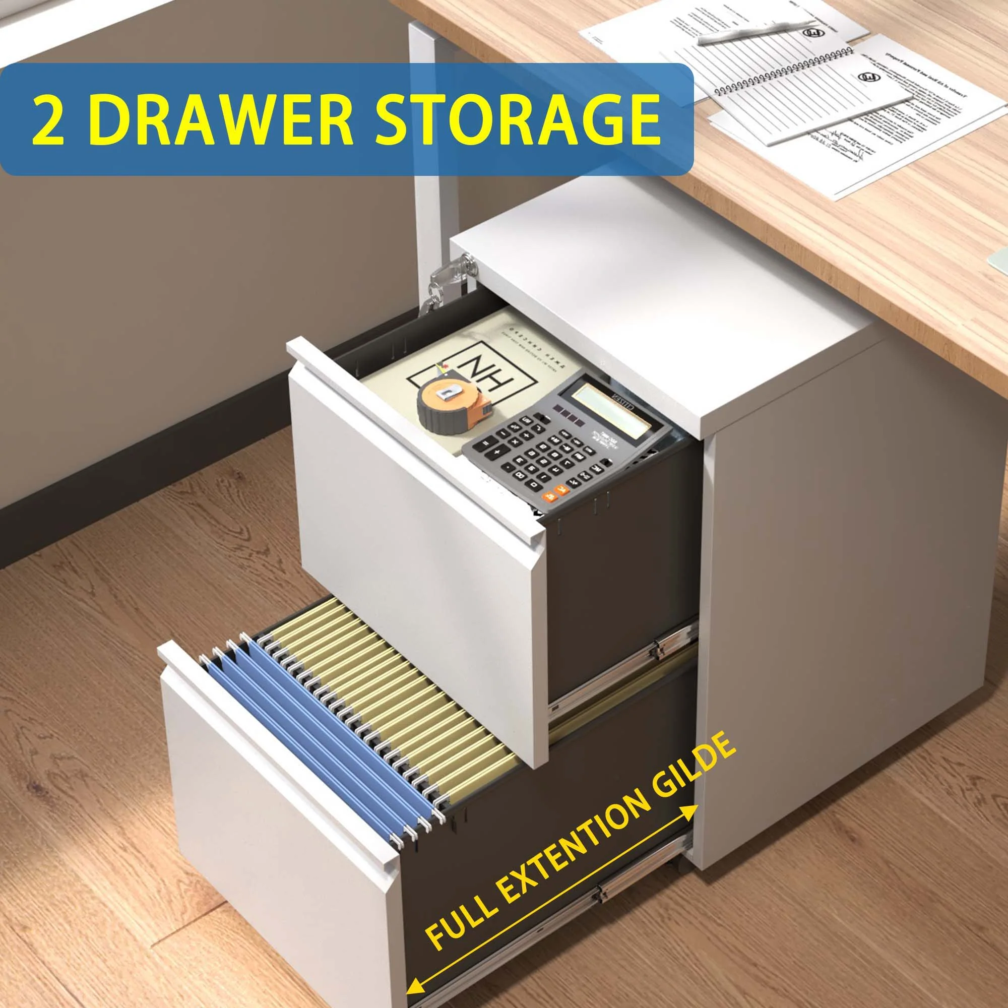 Metal Drawer Mobile File Cabinet With Lock For Home Office Organizer - Image 25