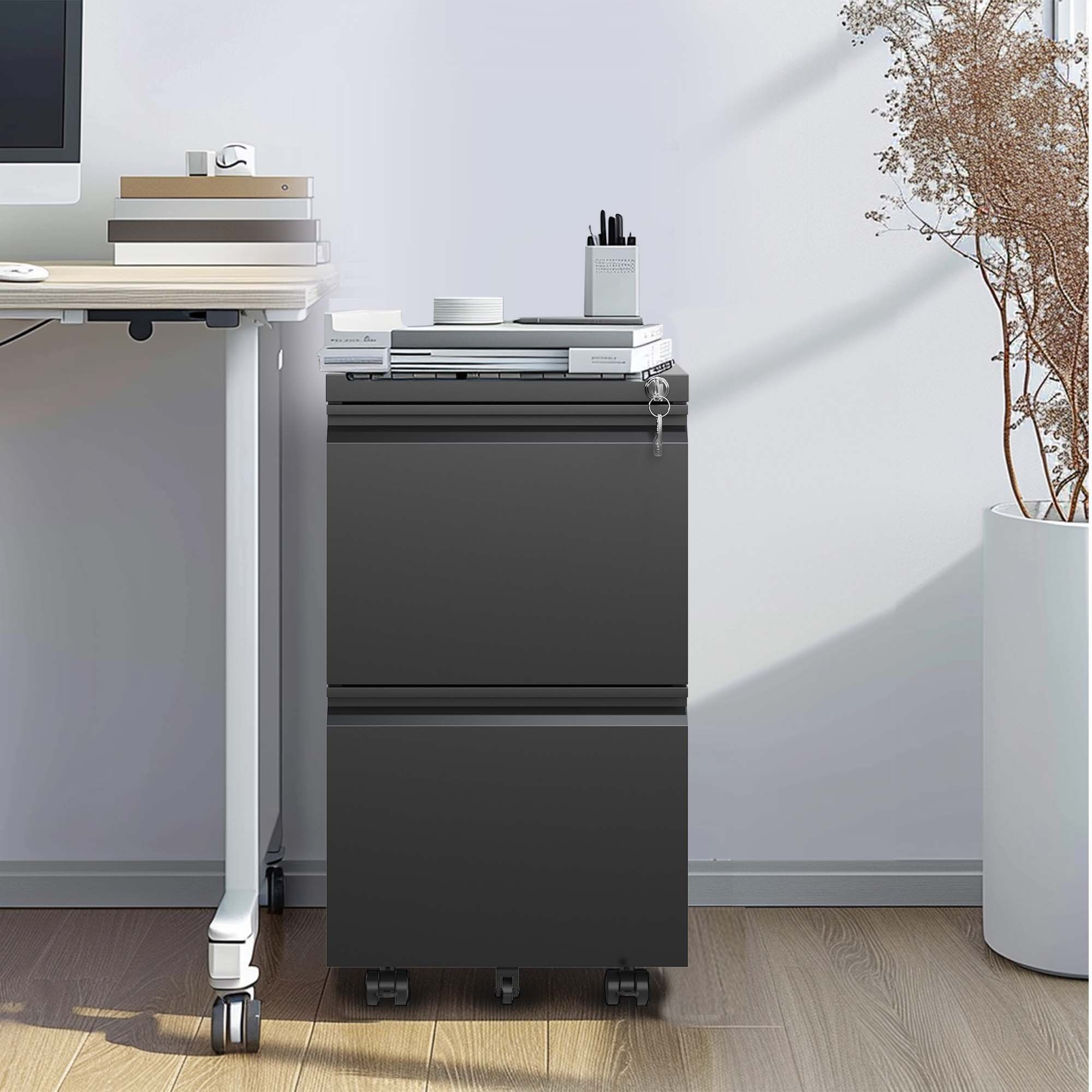 Metal Drawer Mobile File Cabinet With Lock For Home Office Organizer - Image 32