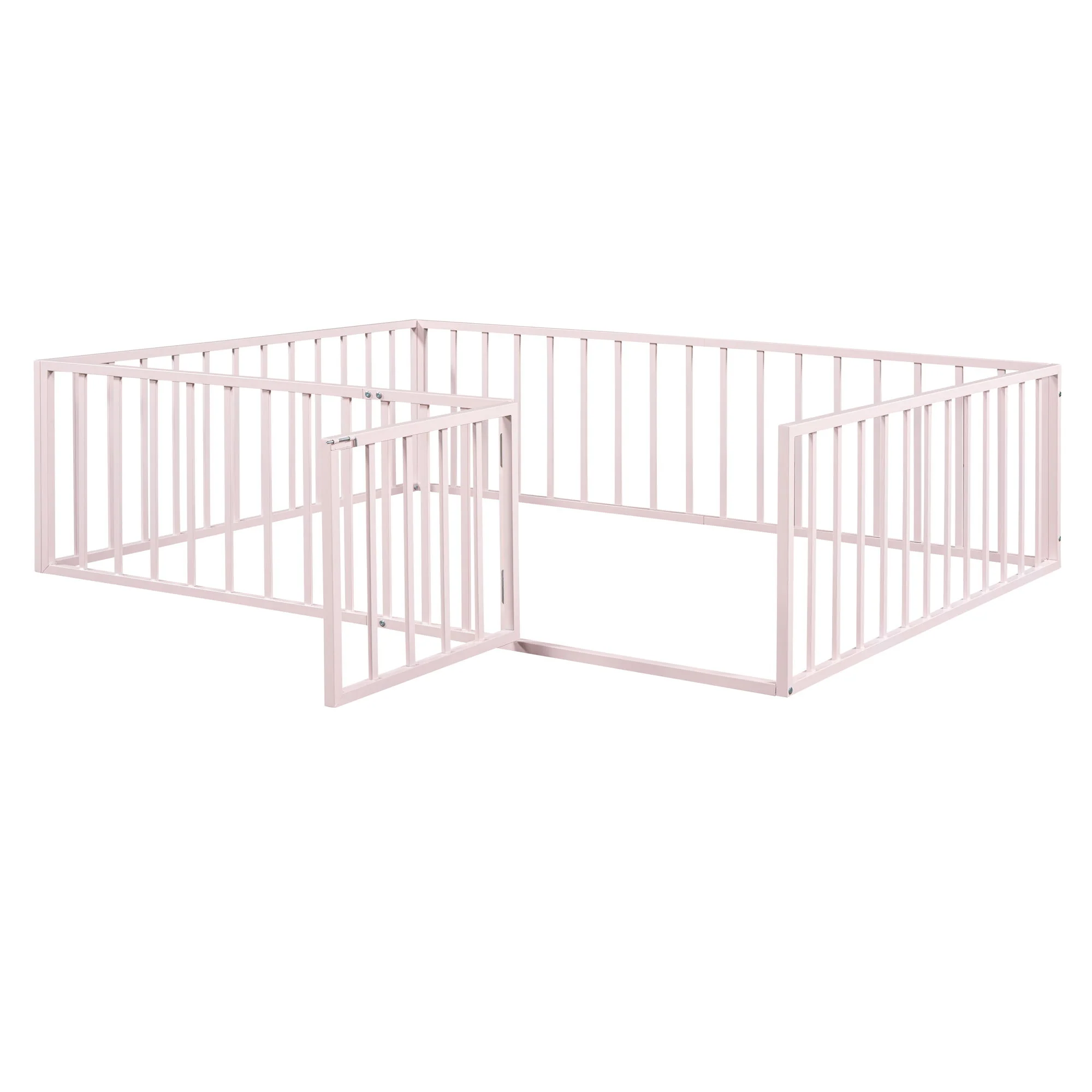 Metal Floor Bed Frame With Fence And Door - Image 24