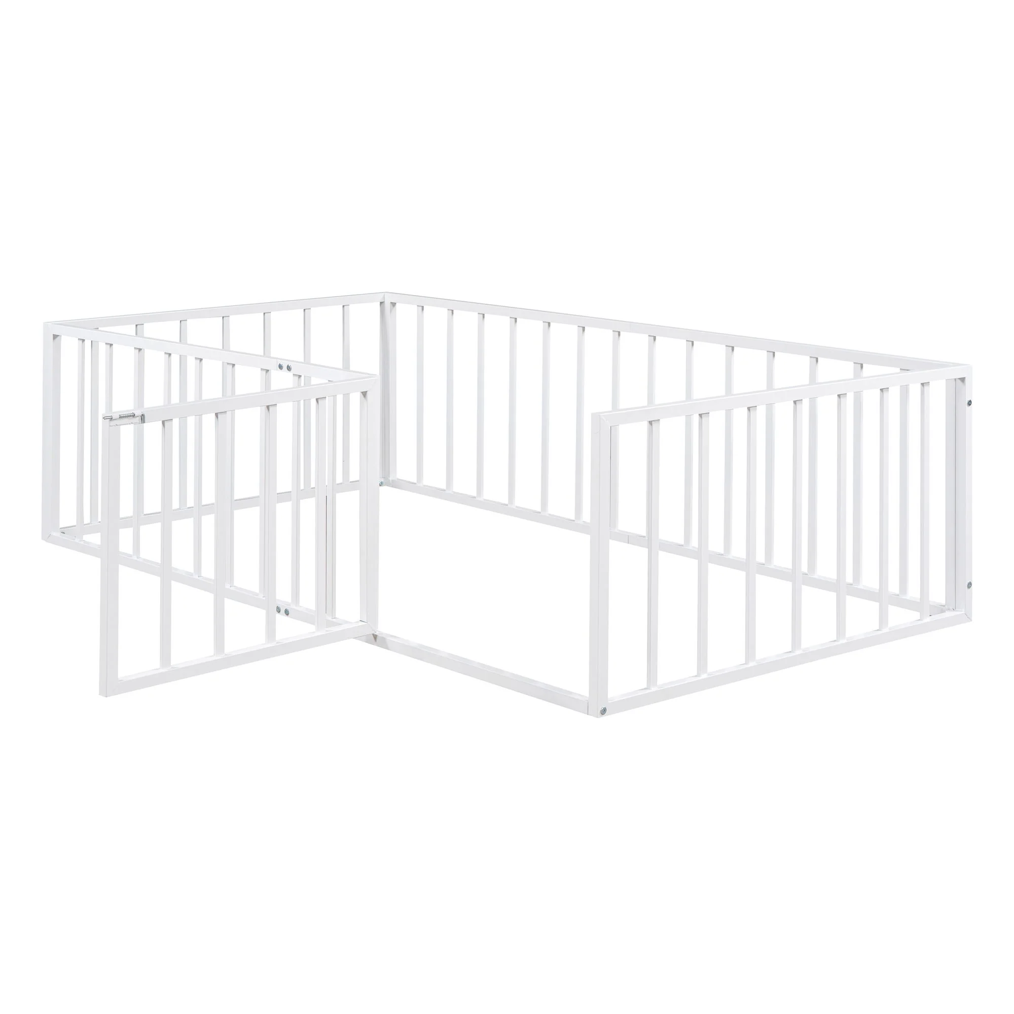 Metal Floor Bed Frame With Fence And Door - Image 30
