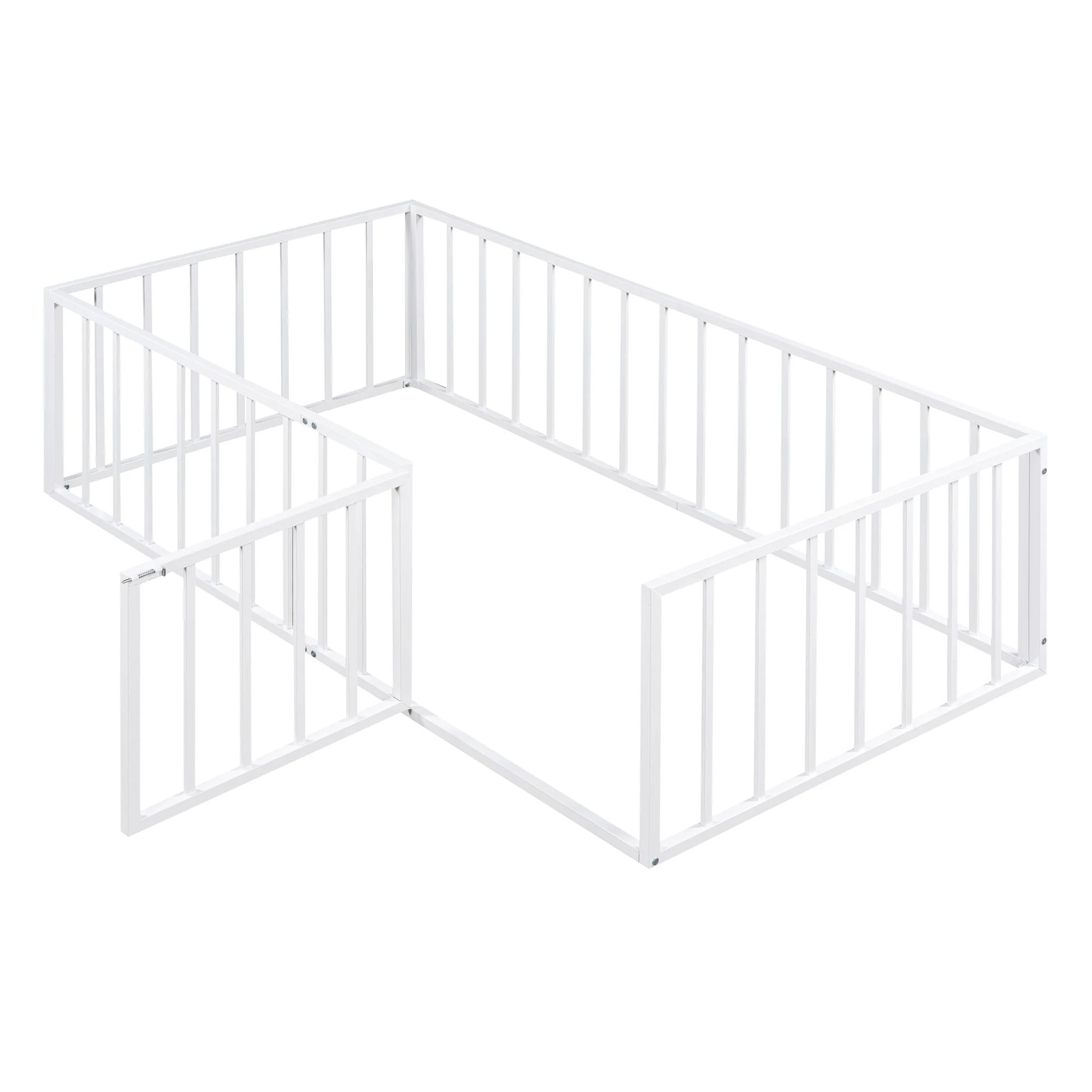 Metal Floor Bed Frame With Fence And Door - Image 31
