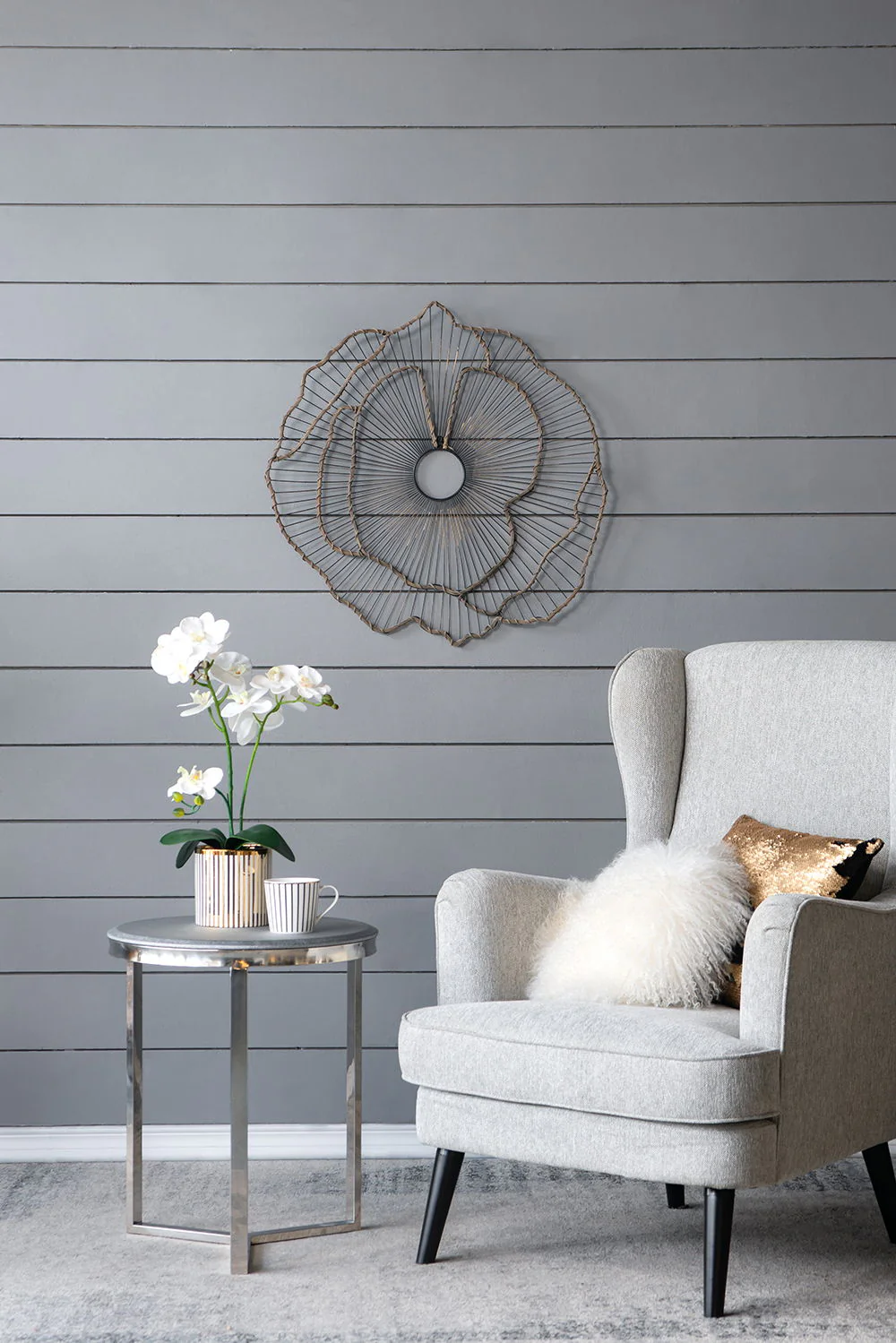 Metal Flowers Wall Decor, Transitional Wall Floral Sculpture For Foyer Porch Hallway Entrance (Set of 3) - Gold - Image 5
