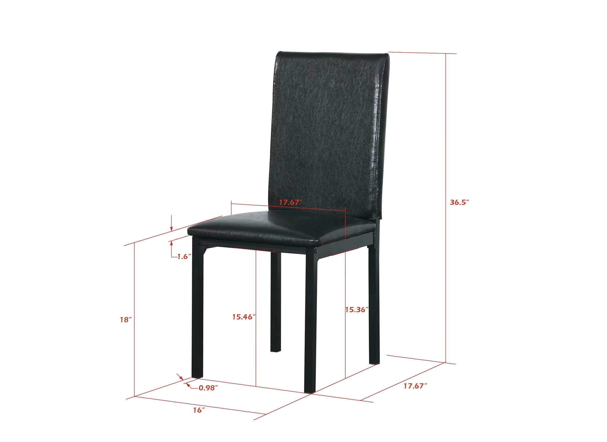 Metal Frame Dining Seats (Set of 4) - Black - Image 2