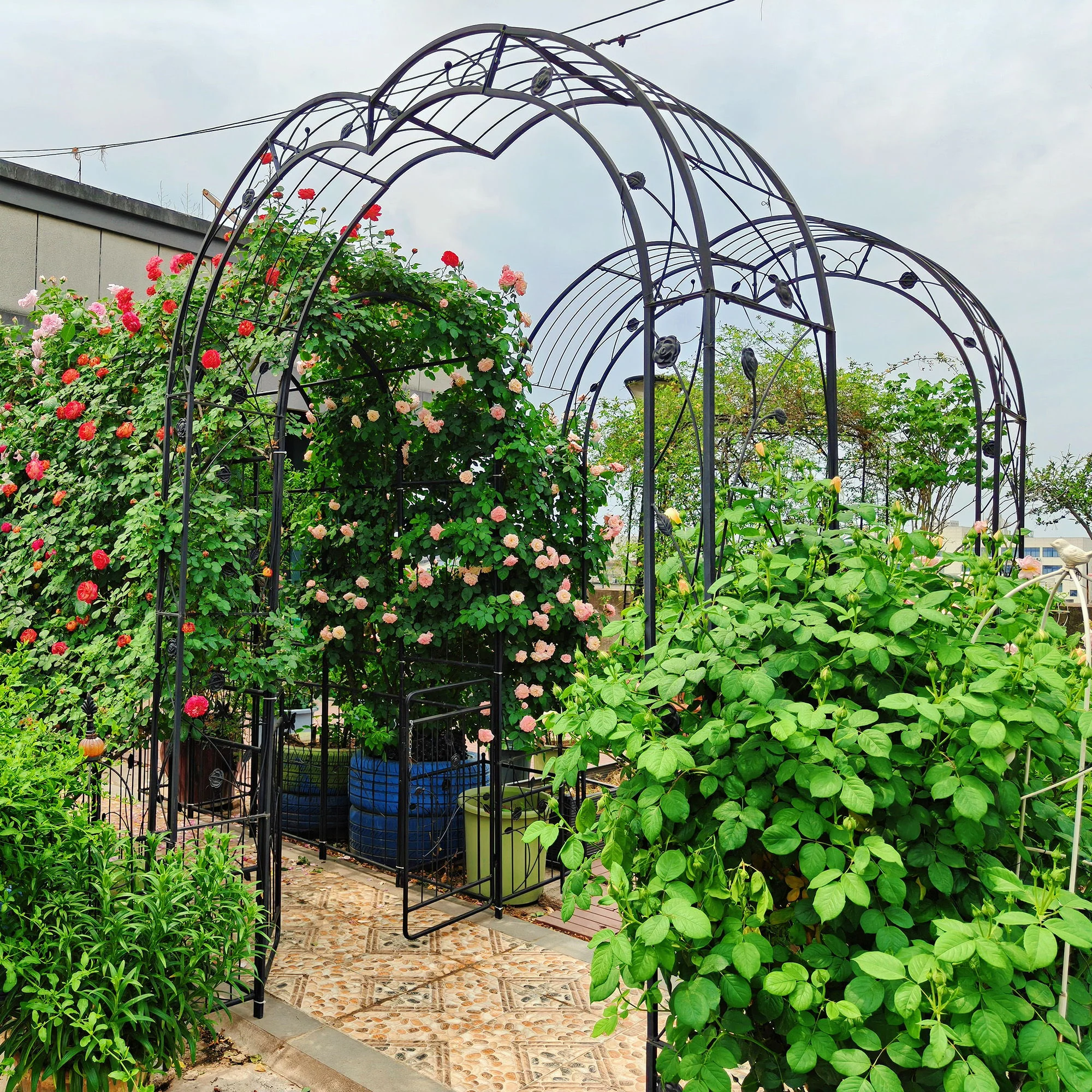 Metal Garden Arch Assemble Freely With 8 Styles Garden Arbor Trellis Climbing Plants Support Rose Arch - Image 18