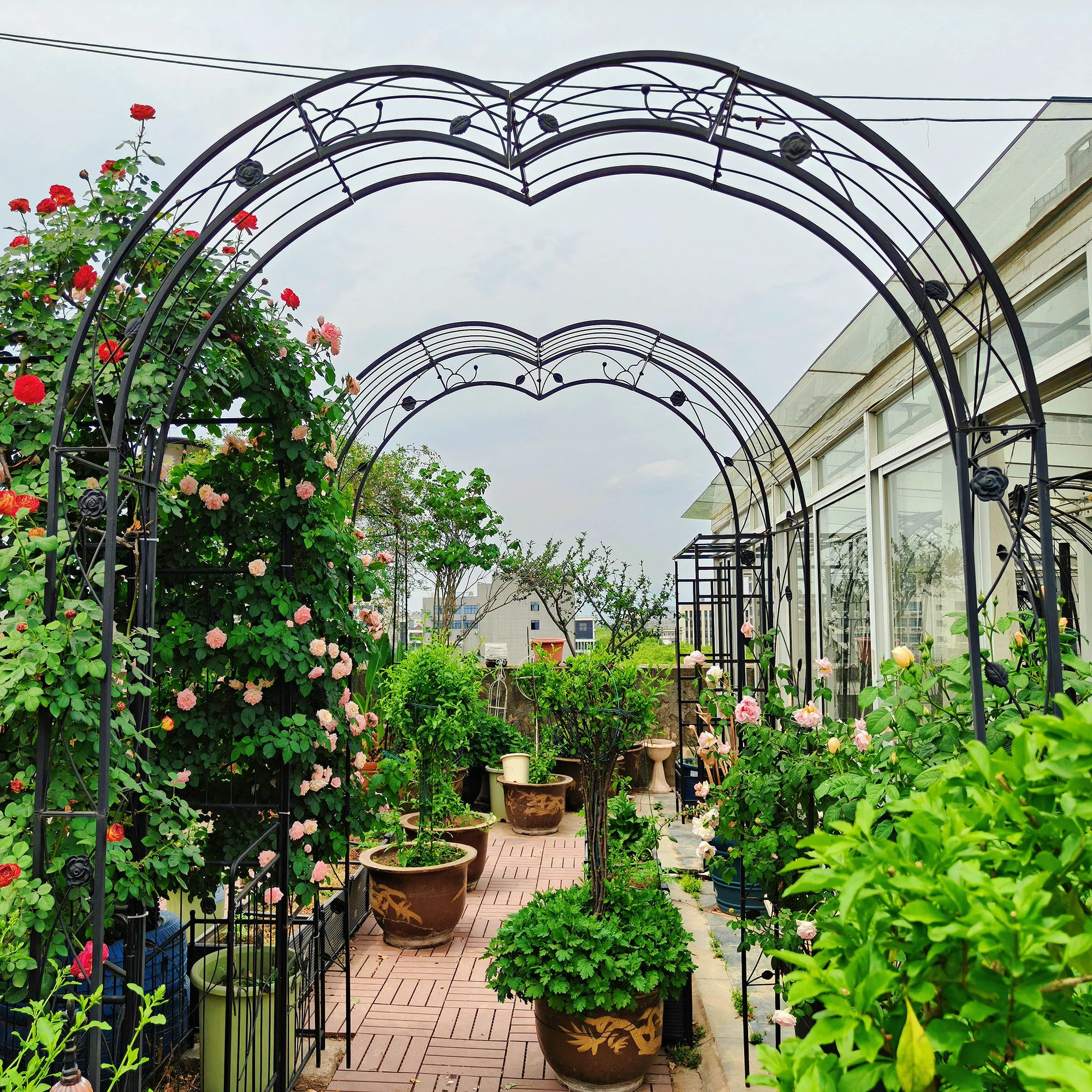 Metal Garden Arch Assemble Freely With 8 Styles Garden Arbor Trellis Climbing Plants Support Rose Arch - Image 8