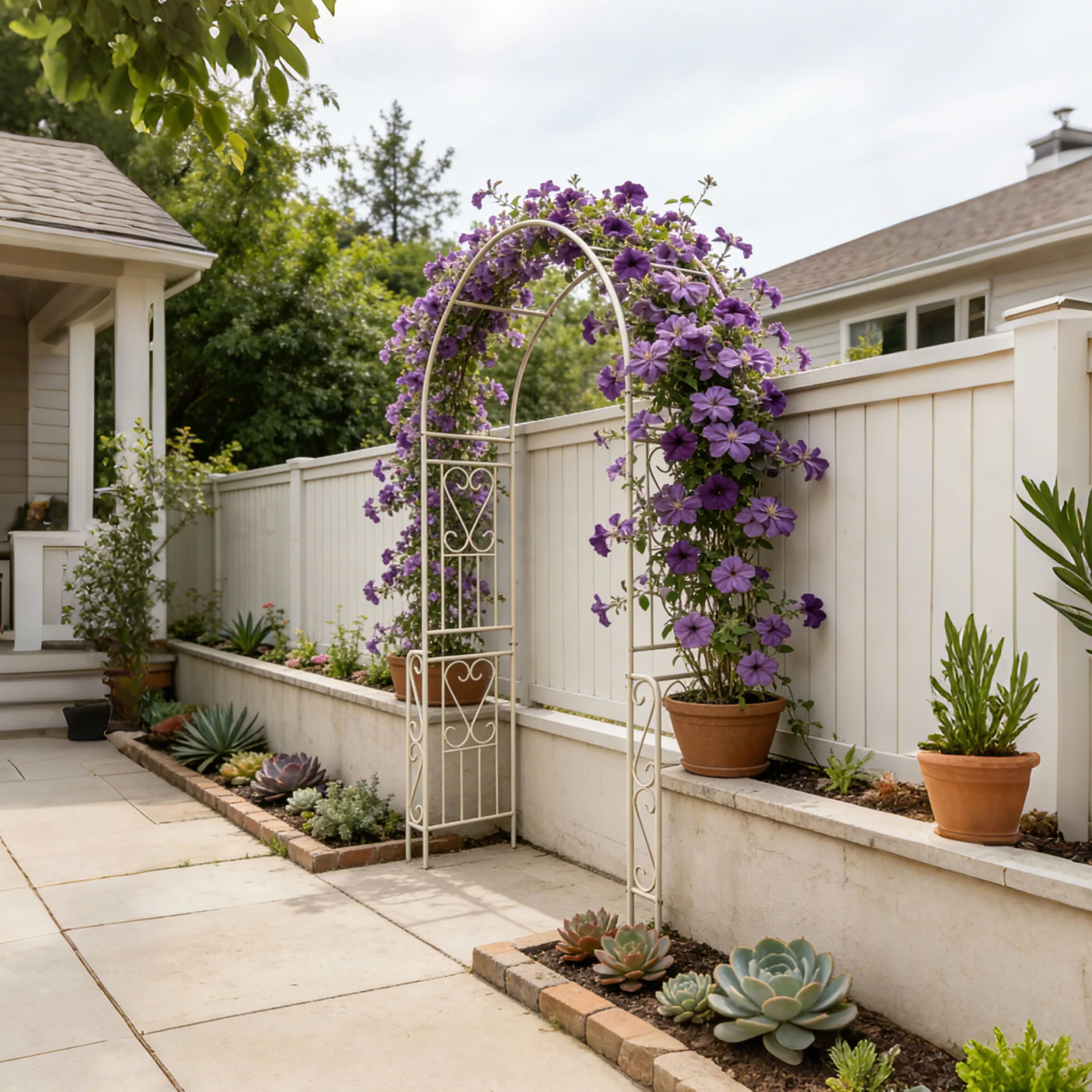 Metal Garden Arch Garden Arbor Trellis Climbing Plants Support Rose Arch Outdoor Arch - Image 3