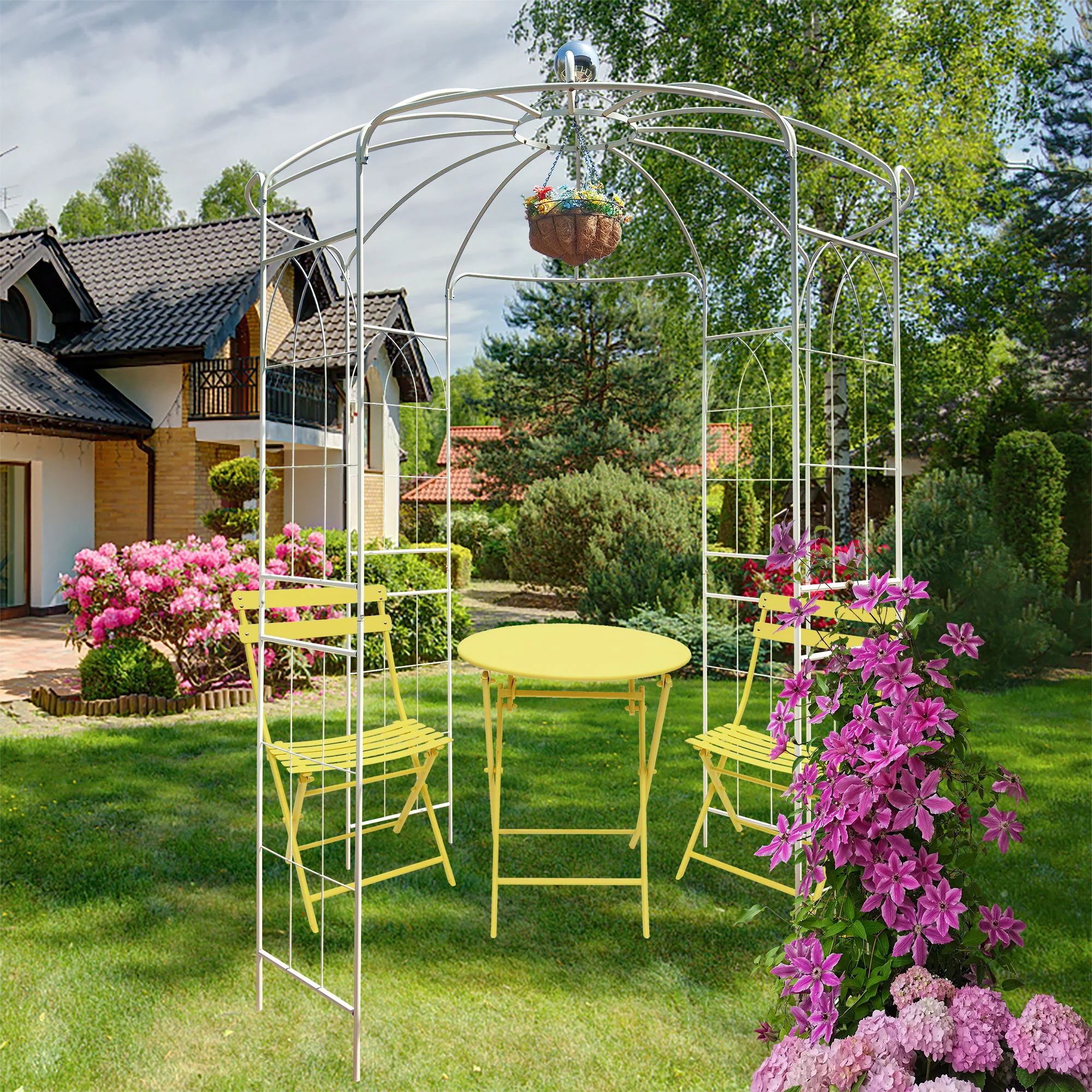Metal Garden Arch Iron Garden Arbors Gazebo Dia High Birdcage Shape Pergola Pavilion For Wedding Ceremony - Image 12